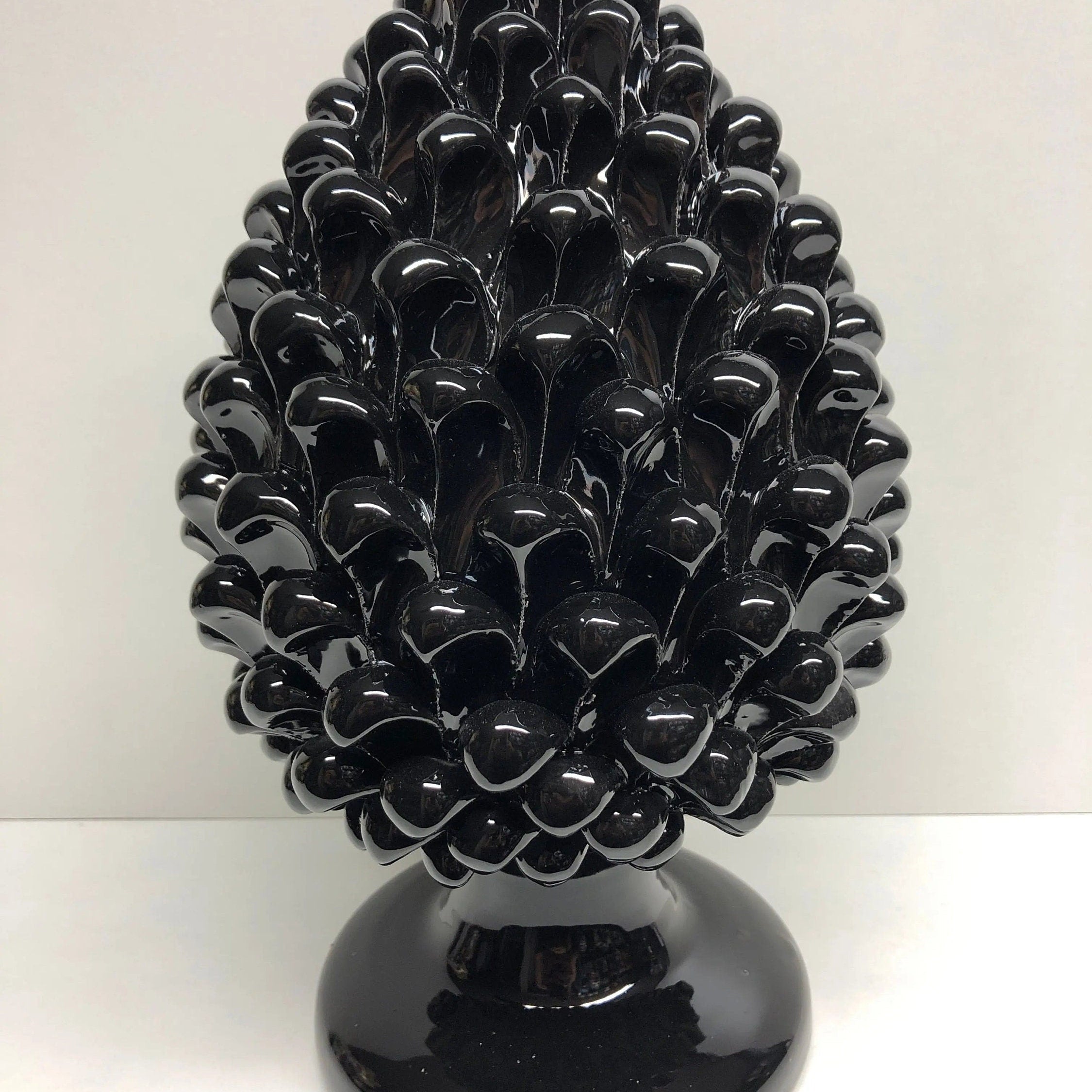 Pigna Ceramica Caltagirone cm H.30 Artigianale Nero DD CERAMICHE SICILIANE