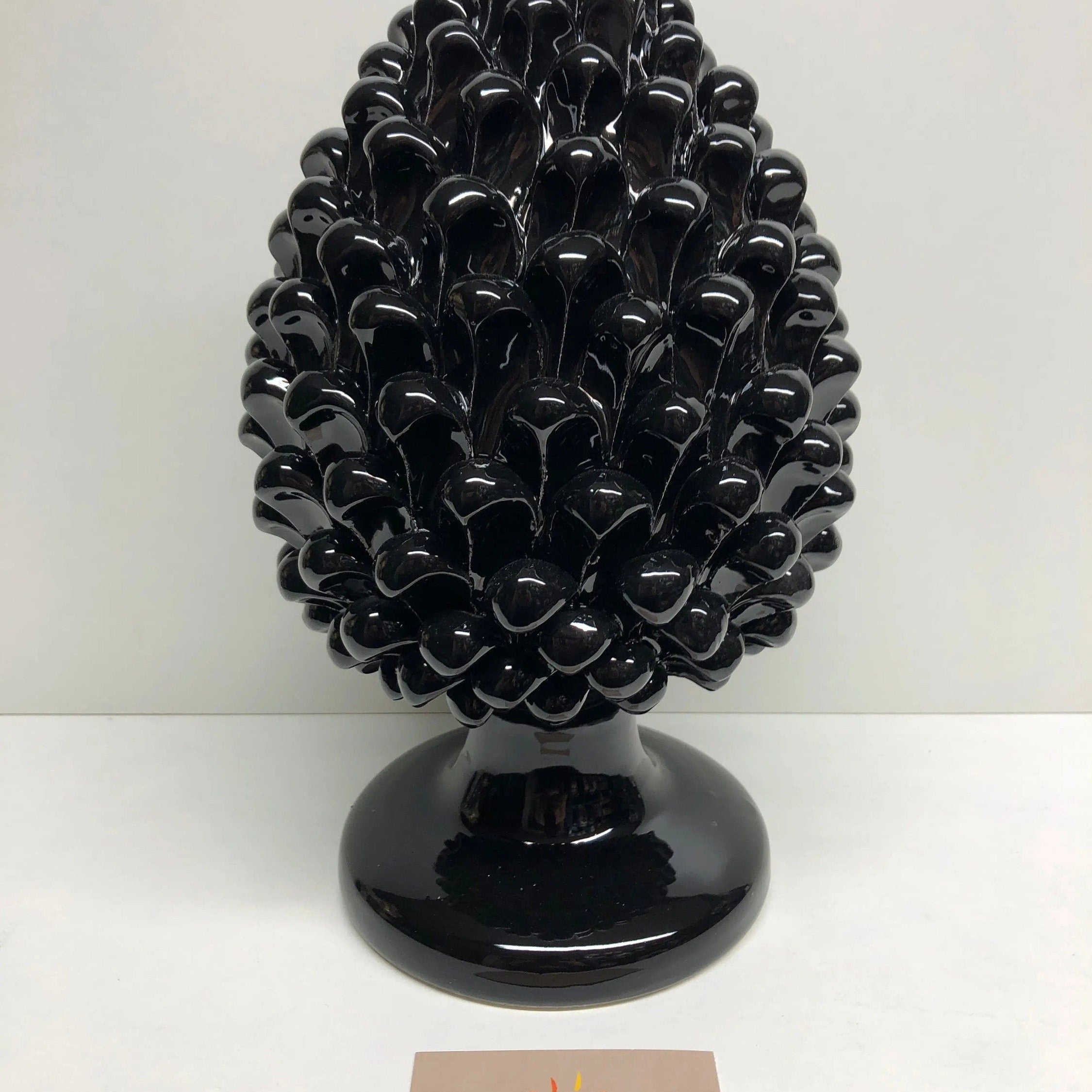 Pigna Ceramica Caltagirone cm H.30 Artigianale Nero DD CERAMICHE SICILIANE