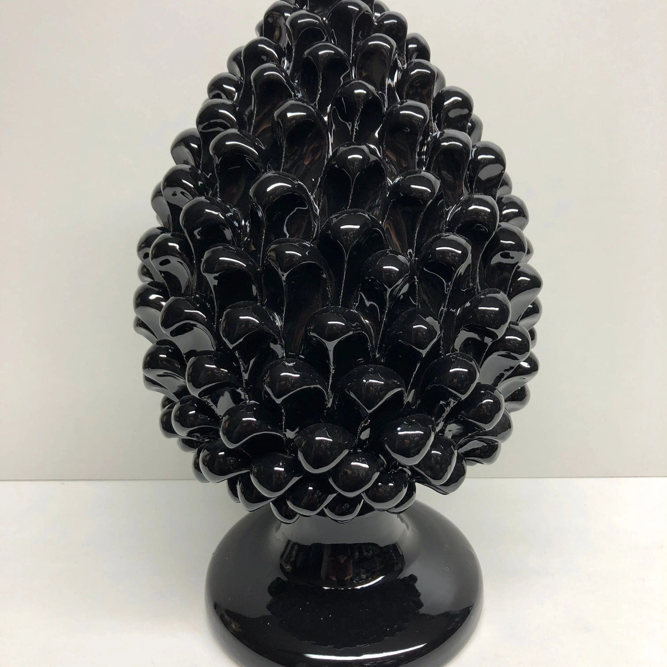 Pigna Ceramica Caltagirone cm H.30 Artigianale Nero DD CERAMICHE SICILIANE