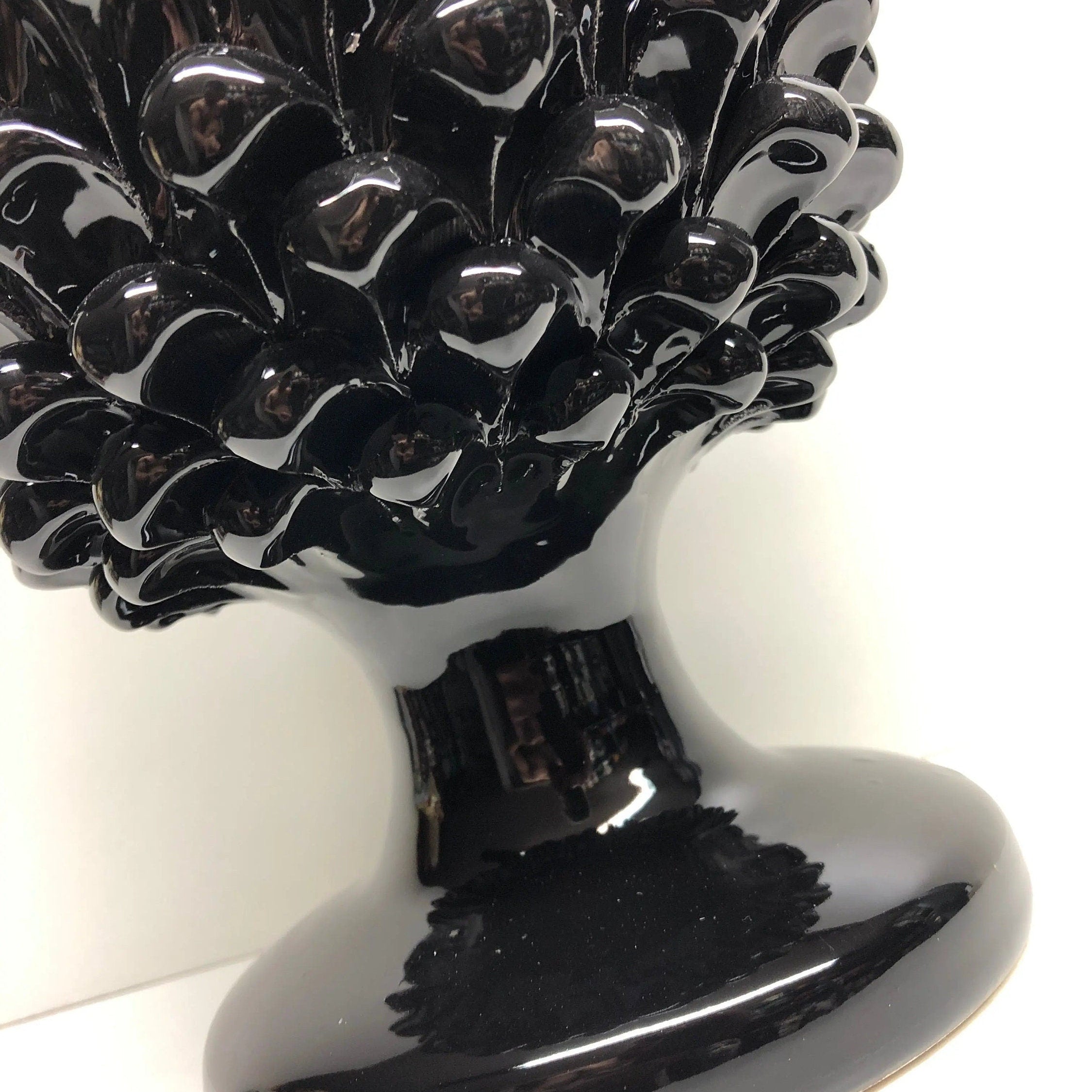 Pigna Ceramica Caltagirone cm H.30 Artigianale Nero DD CERAMICHE SICILIANE