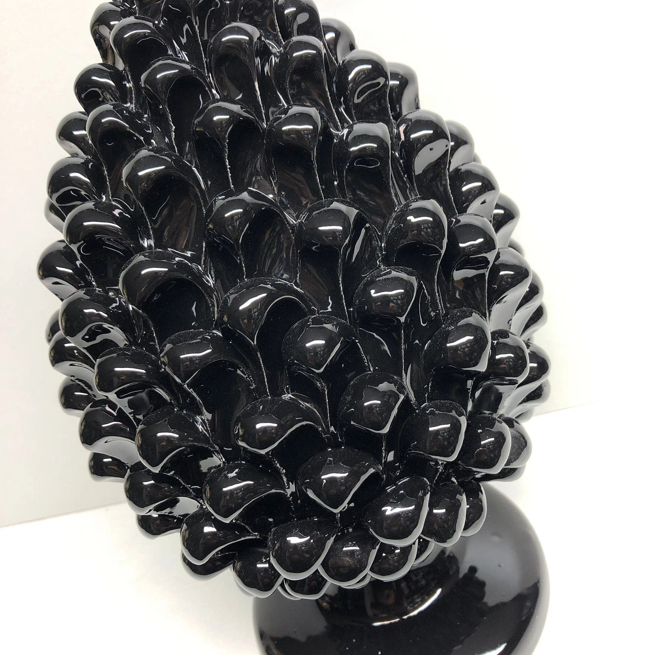 Pigna Ceramica Caltagirone cm H.30 Artigianale Nero DD CERAMICHE SICILIANE