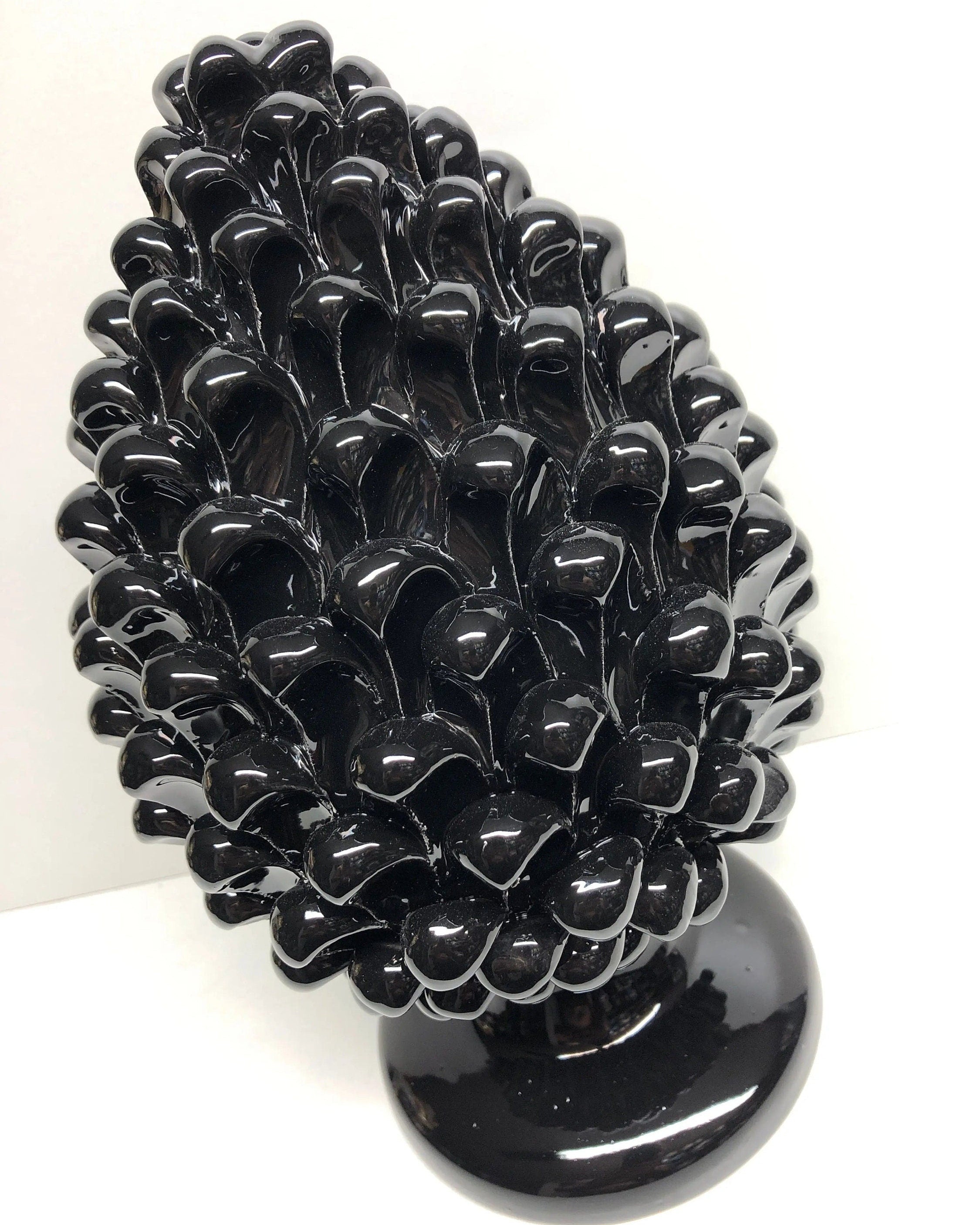 Pigna Ceramica Caltagirone cm H.30 Artigianale Nero DD CERAMICHE SICILIANE