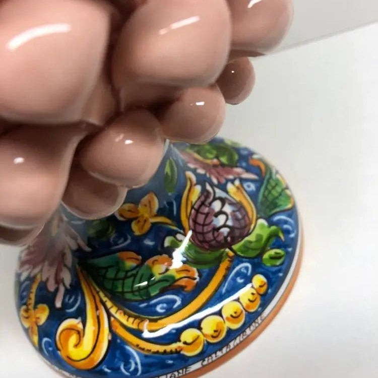 Pigna Ceramica Caltagirone cm H.30 Artigianale Rosa Cipria Base Decorata DD CERAMICHE SICILIANE