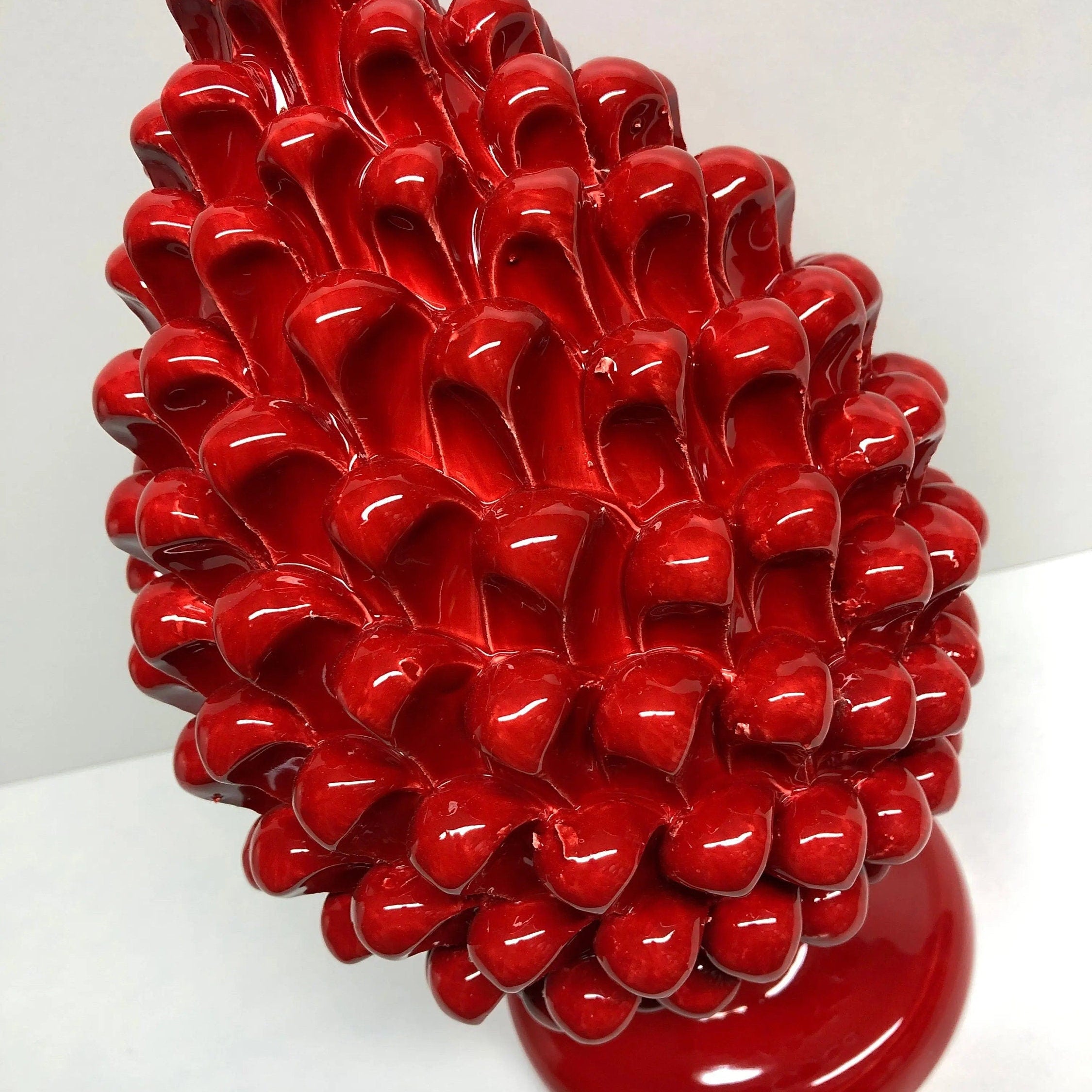 Pigna Ceramica Caltagirone cm H.30 Artigianale Rosso DD CERAMICHE SICILIANE