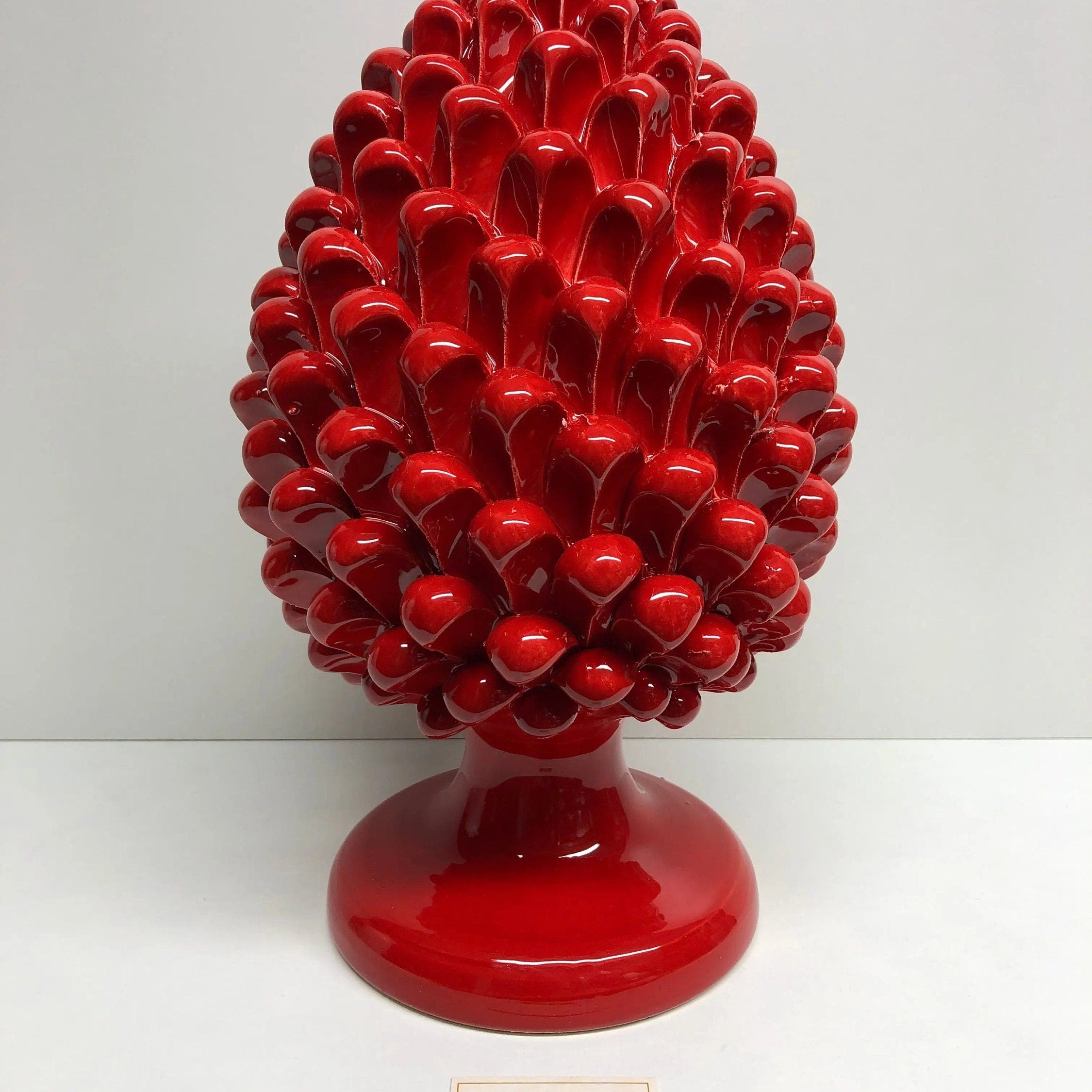 Pigna Ceramica Caltagirone cm H.30 Artigianale Rosso DD CERAMICHE SICILIANE