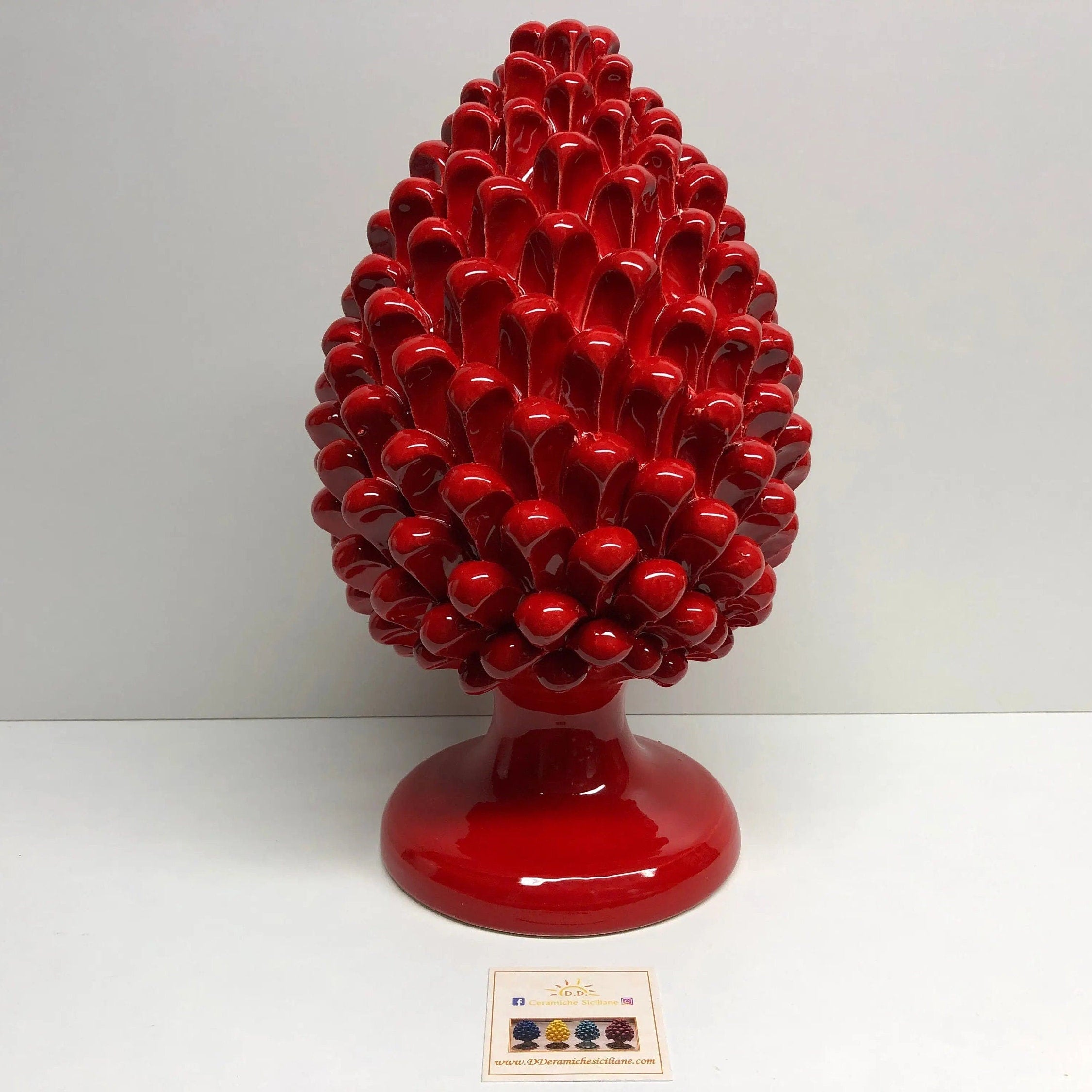 Pigna Ceramica Caltagirone cm H.30 Artigianale Rosso DD CERAMICHE SICILIANE