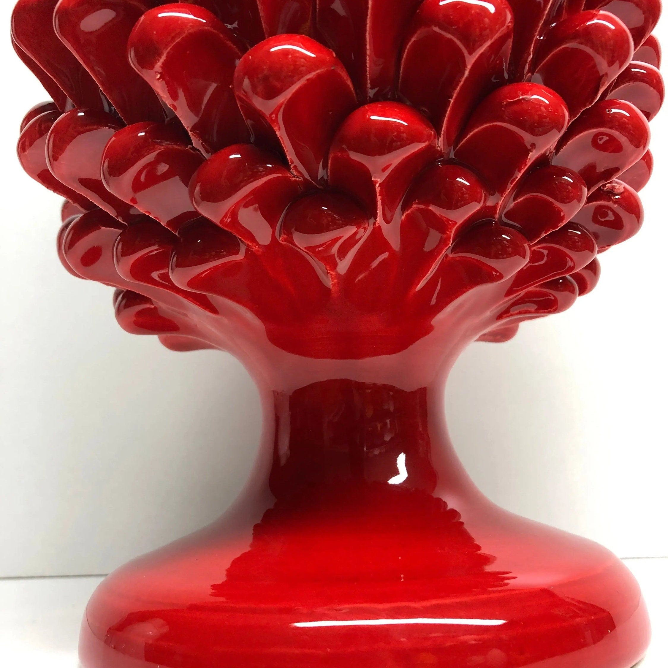 Pigna Ceramica Caltagirone cm H.30 Artigianale Rosso DD CERAMICHE SICILIANE