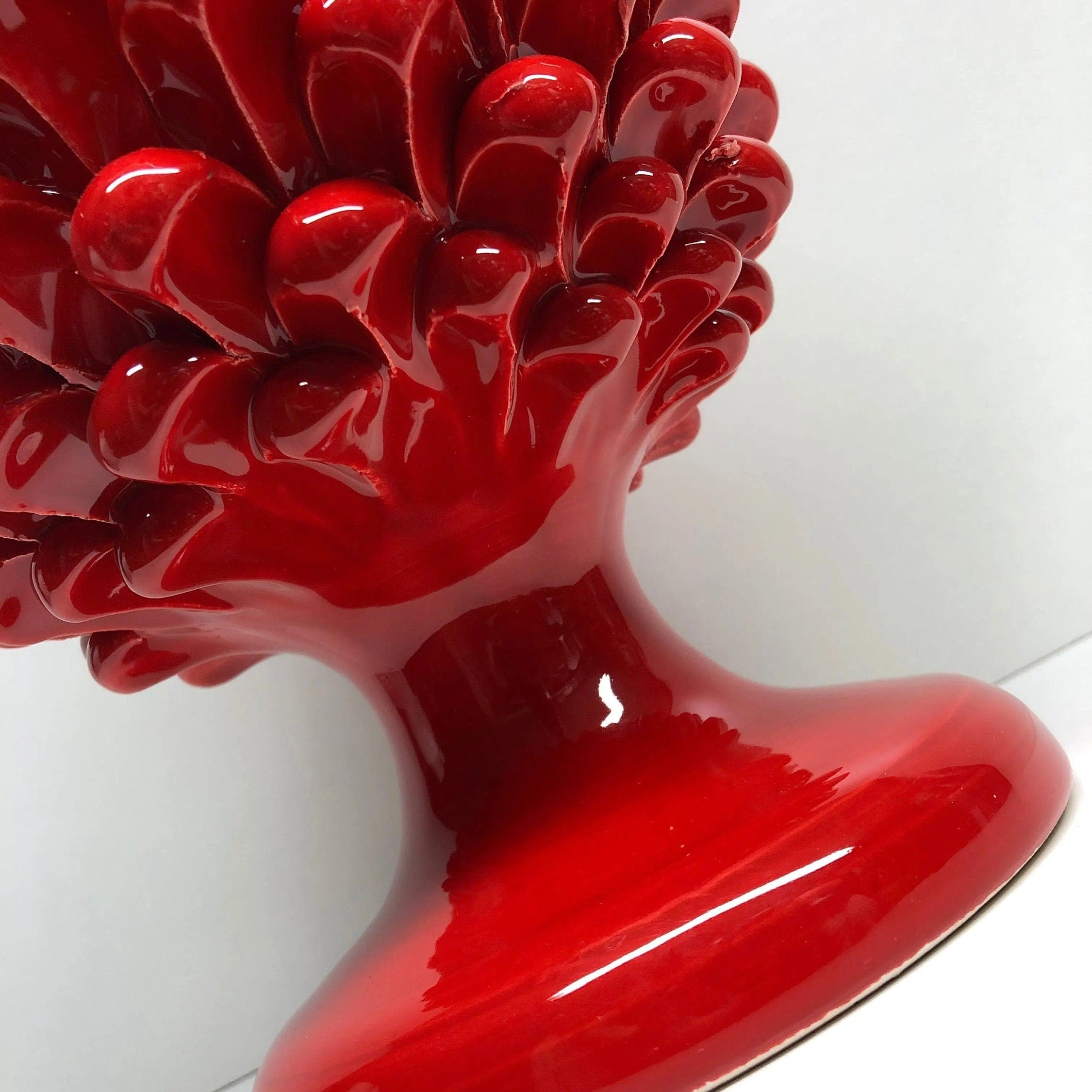 Pigna Ceramica Caltagirone cm H.30 Artigianale Rosso DD CERAMICHE SICILIANE