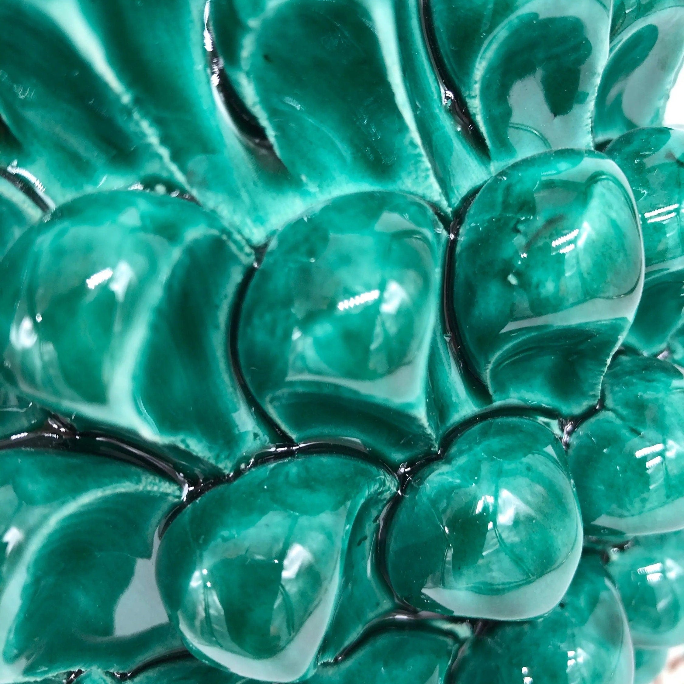 Pigna Ceramica Caltagirone cm H.30 Artigianale Verde Cristallo Base Decorata DD CERAMICHE SICILIANE