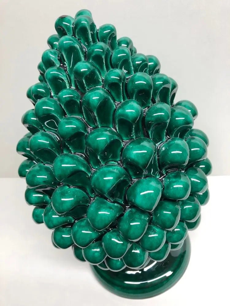 Pigna Ceramica Caltagirone cm H.30 Artigianale Verde Cristallo DD CERAMICHE SICILIANE
