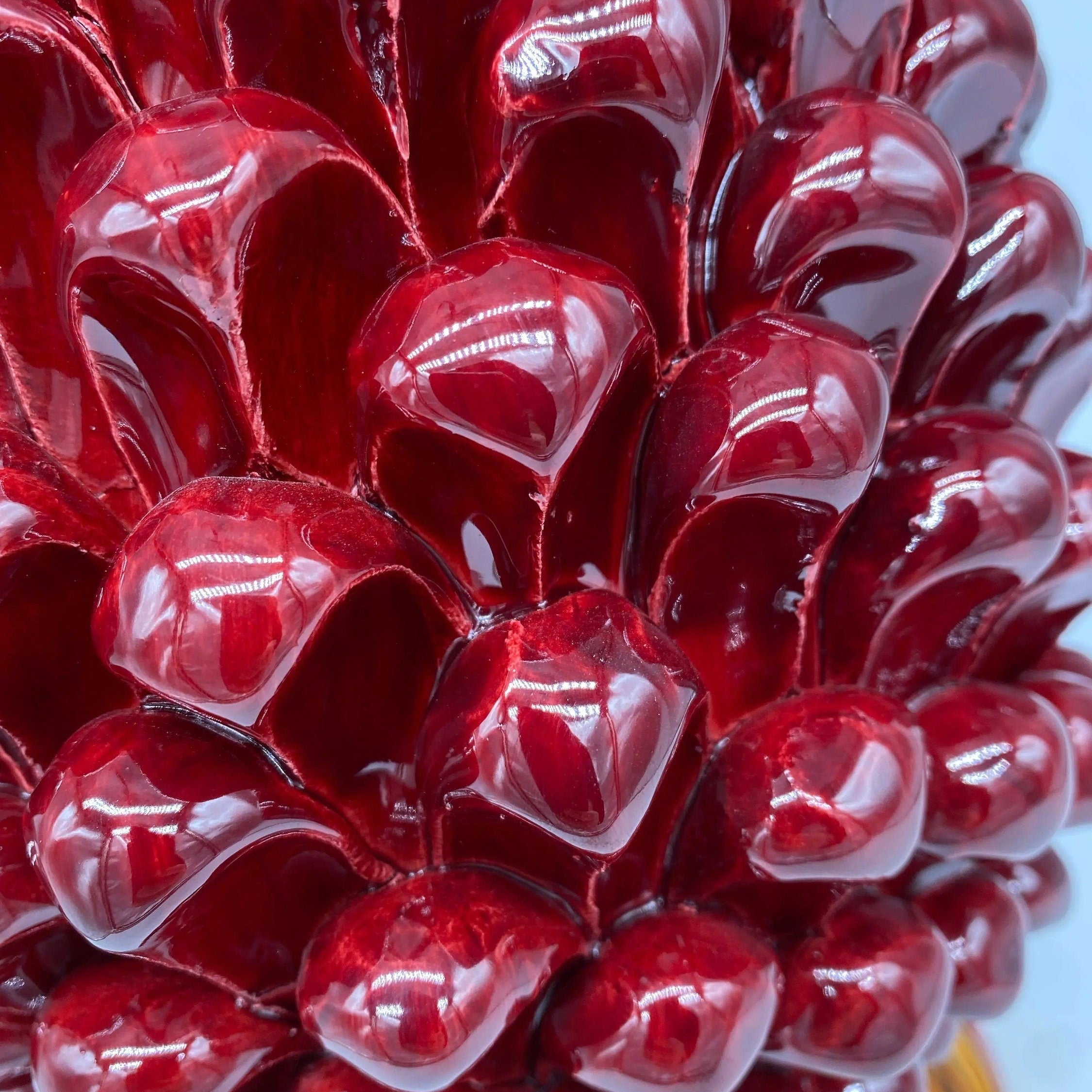 Pigna Ceramica Caltagirone cm H.35 Artigianale Bordeaux Base Decorata DD CERAMICHE SICILIANE