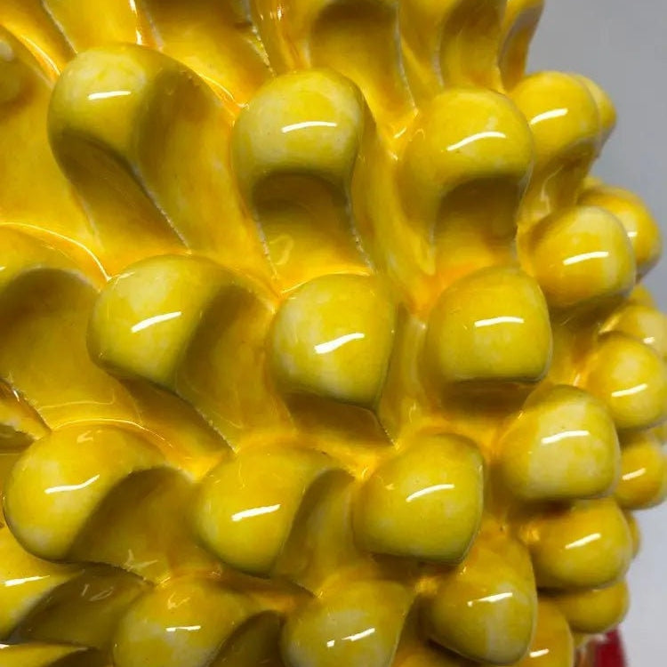 Pigna Ceramica Caltagirone cm H.35 Artigianale Giallo Base Decorata DD CERAMICHE SICILIANE