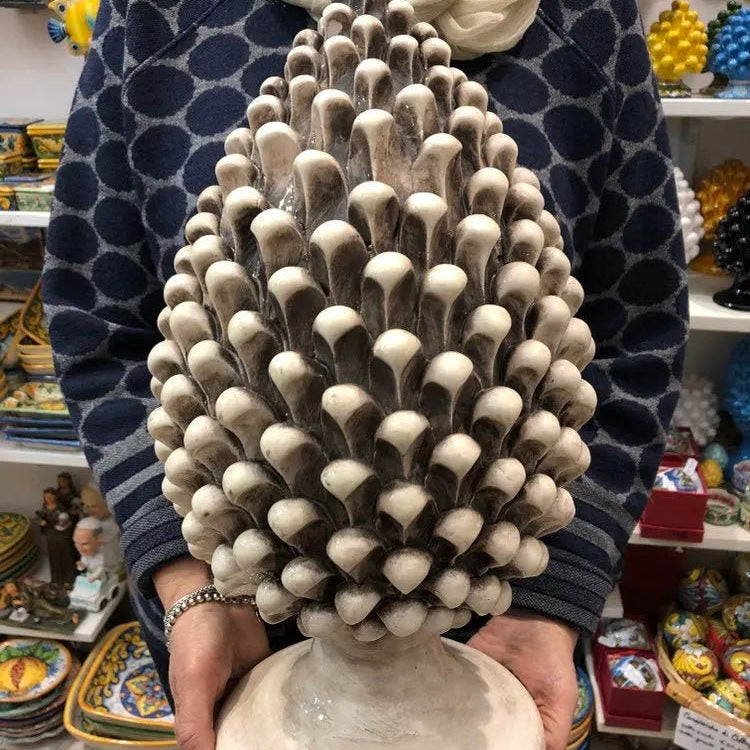 Pigna Ceramica Caltagirone cm H.40 Artigianale Beige Écru DD CERAMICHE SICILIANE