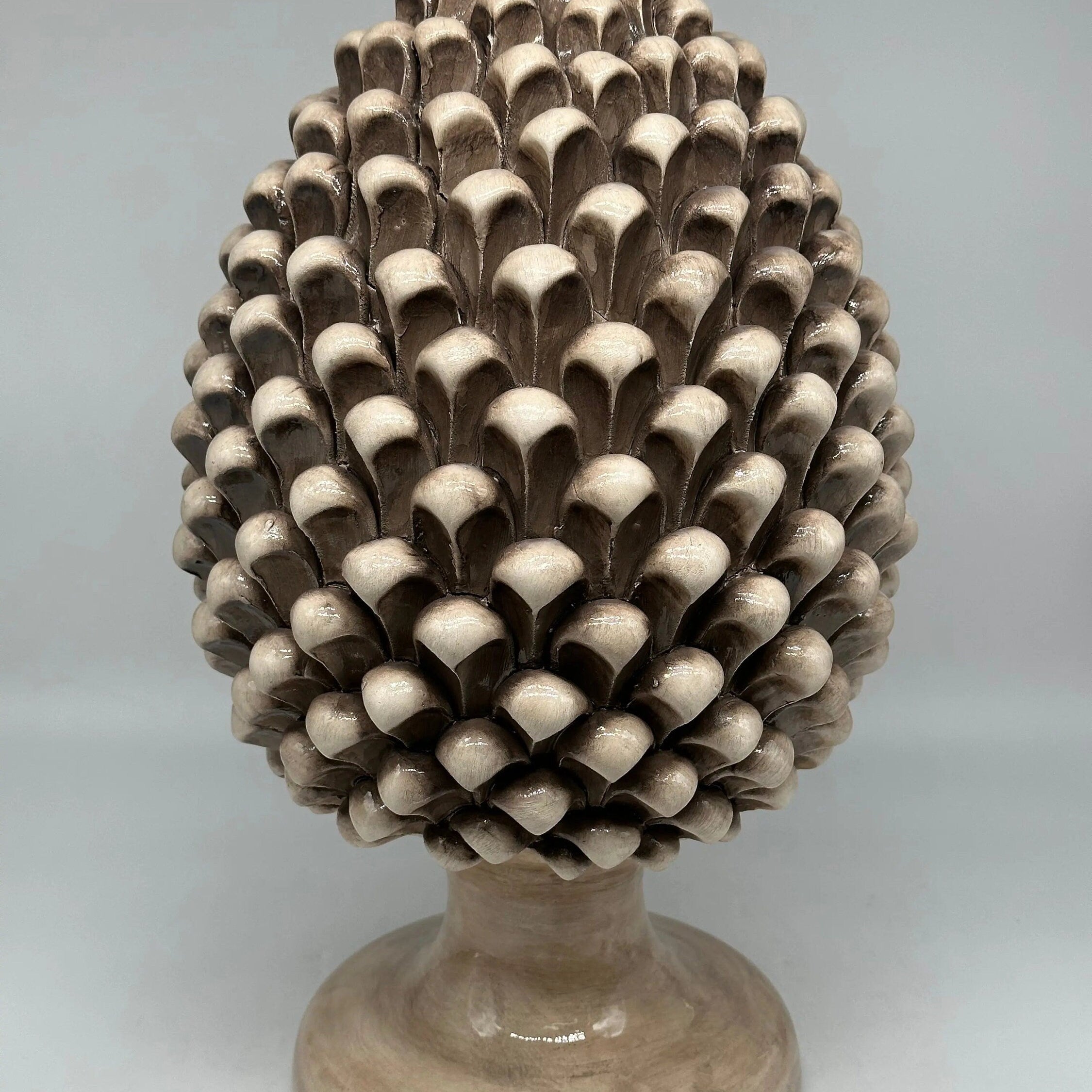 Pigna Ceramica Caltagirone cm H.40 Artigianale Beige Écru DD CERAMICHE SICILIANE