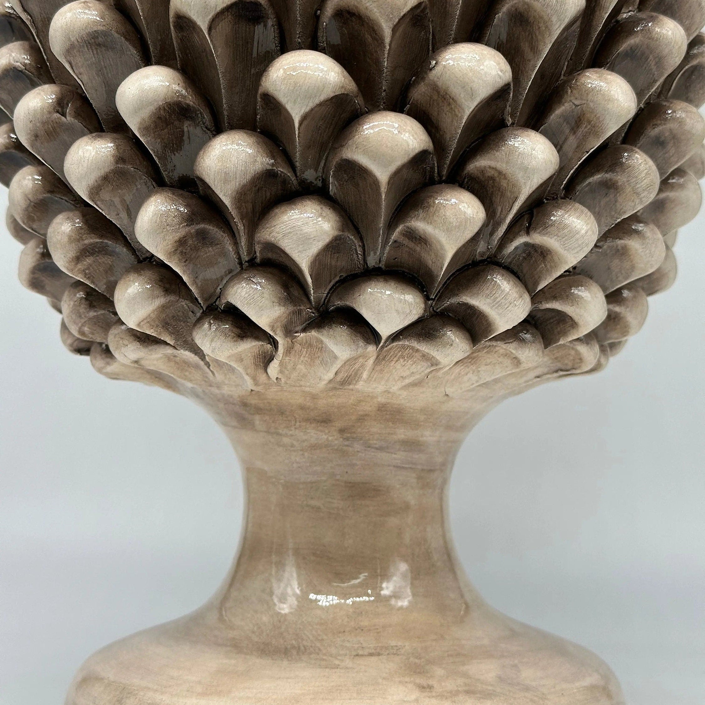 Pigna Ceramica Caltagirone cm H.40 Artigianale Beige Écru DD CERAMICHE SICILIANE