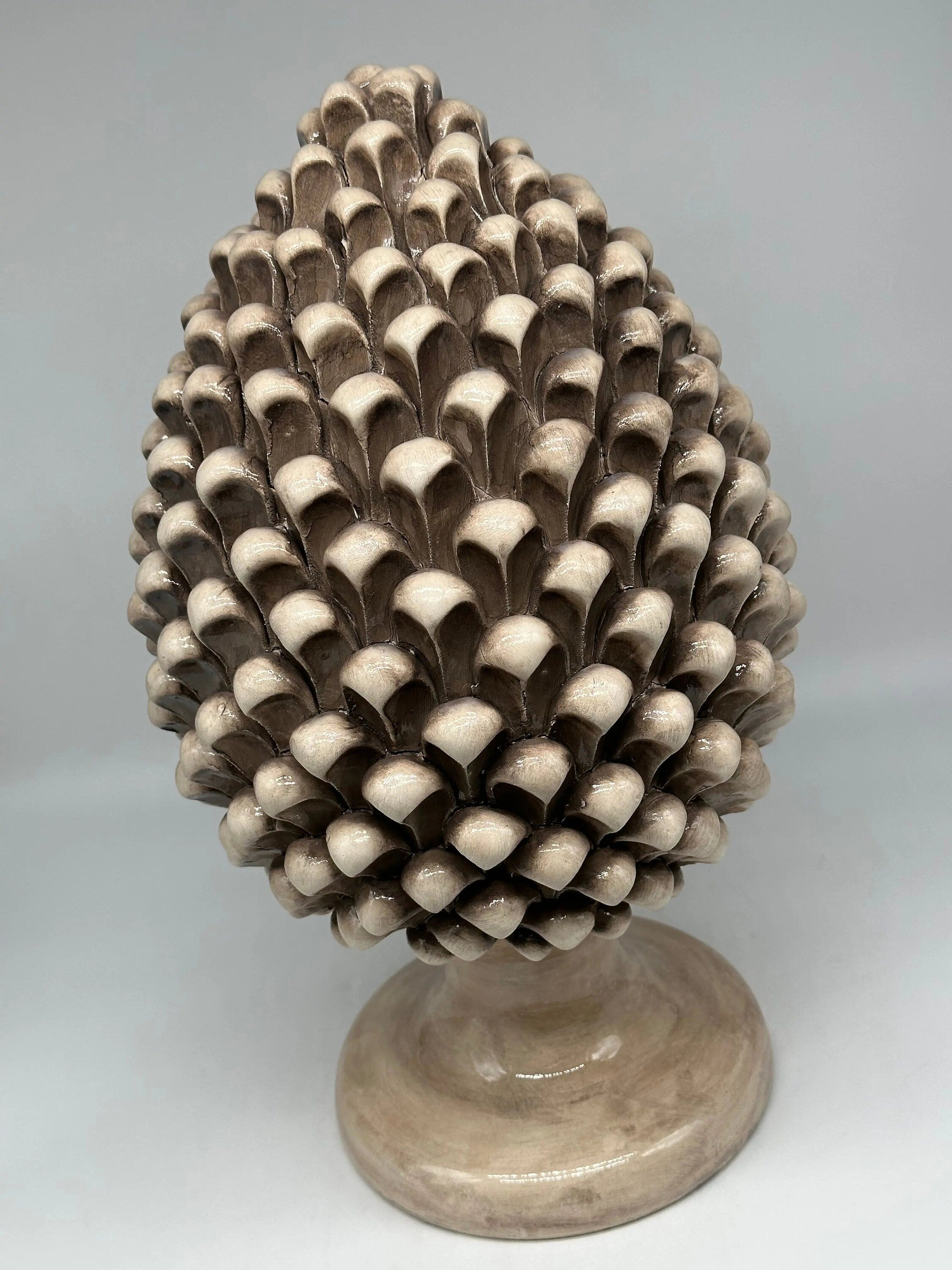 Pigna Ceramica Caltagirone cm H.40 Artigianale Beige Écru DD CERAMICHE SICILIANE