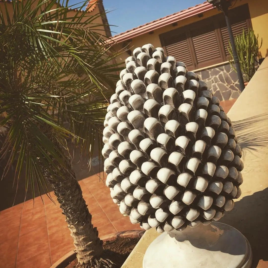 Pigna Ceramica Caltagirone cm H.40 Artigianale Beige Écru DD CERAMICHE SICILIANE