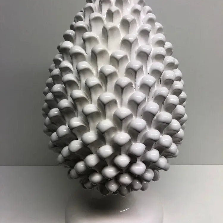 Pigna Ceramica Caltagirone cm H.40 Artigianale Bianco DD CERAMICHE SICILIANE