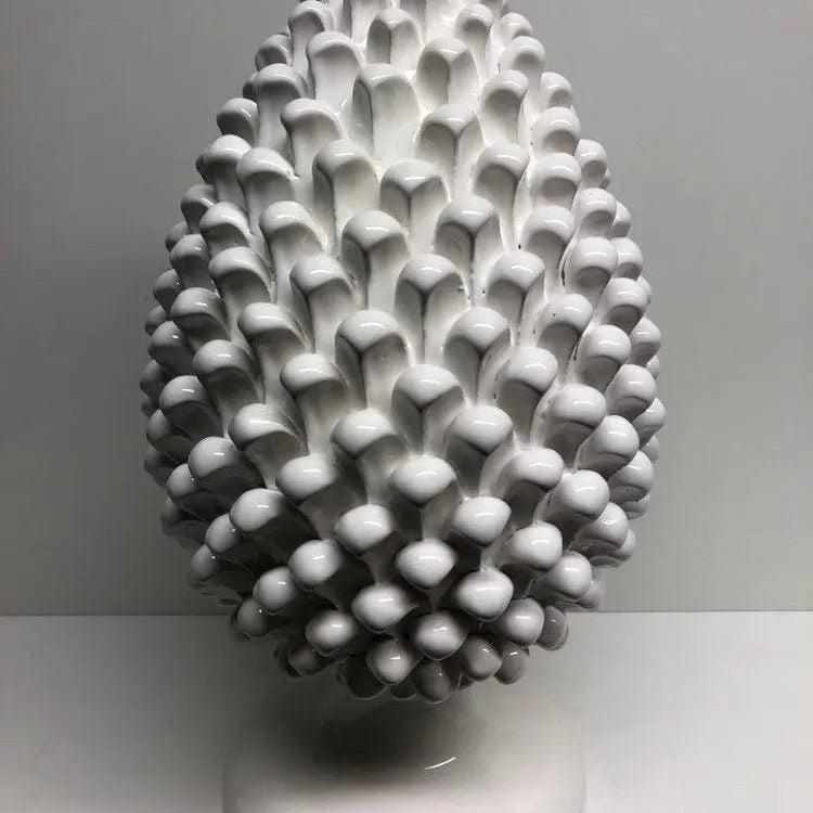 Pigna Ceramica Caltagirone cm H.40 Artigianale Bianco DD CERAMICHE SICILIANE