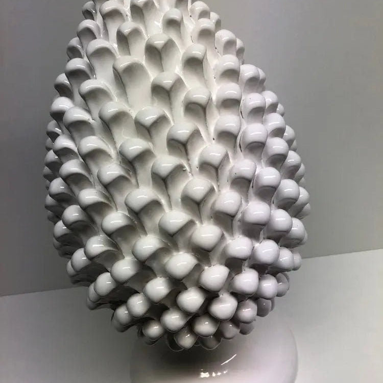 Pigna Ceramica Caltagirone cm H.40 Artigianale Bianco DD CERAMICHE SICILIANE