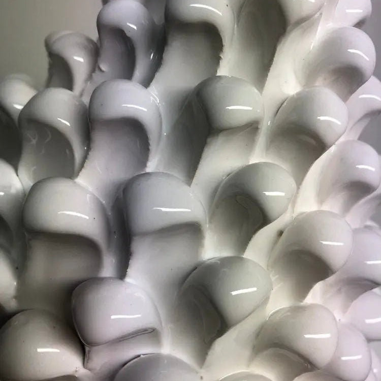 Pigna Ceramica Caltagirone cm H.40 Artigianale Bianco DD CERAMICHE SICILIANE