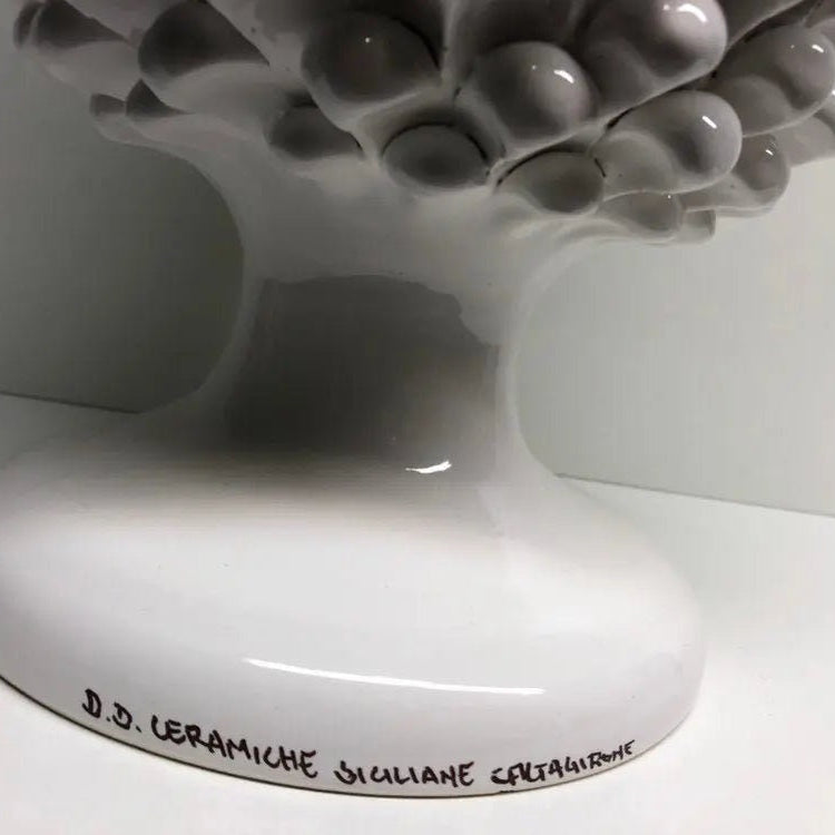Pigna Ceramica Caltagirone cm H.40 Artigianale Bianco DD CERAMICHE SICILIANE