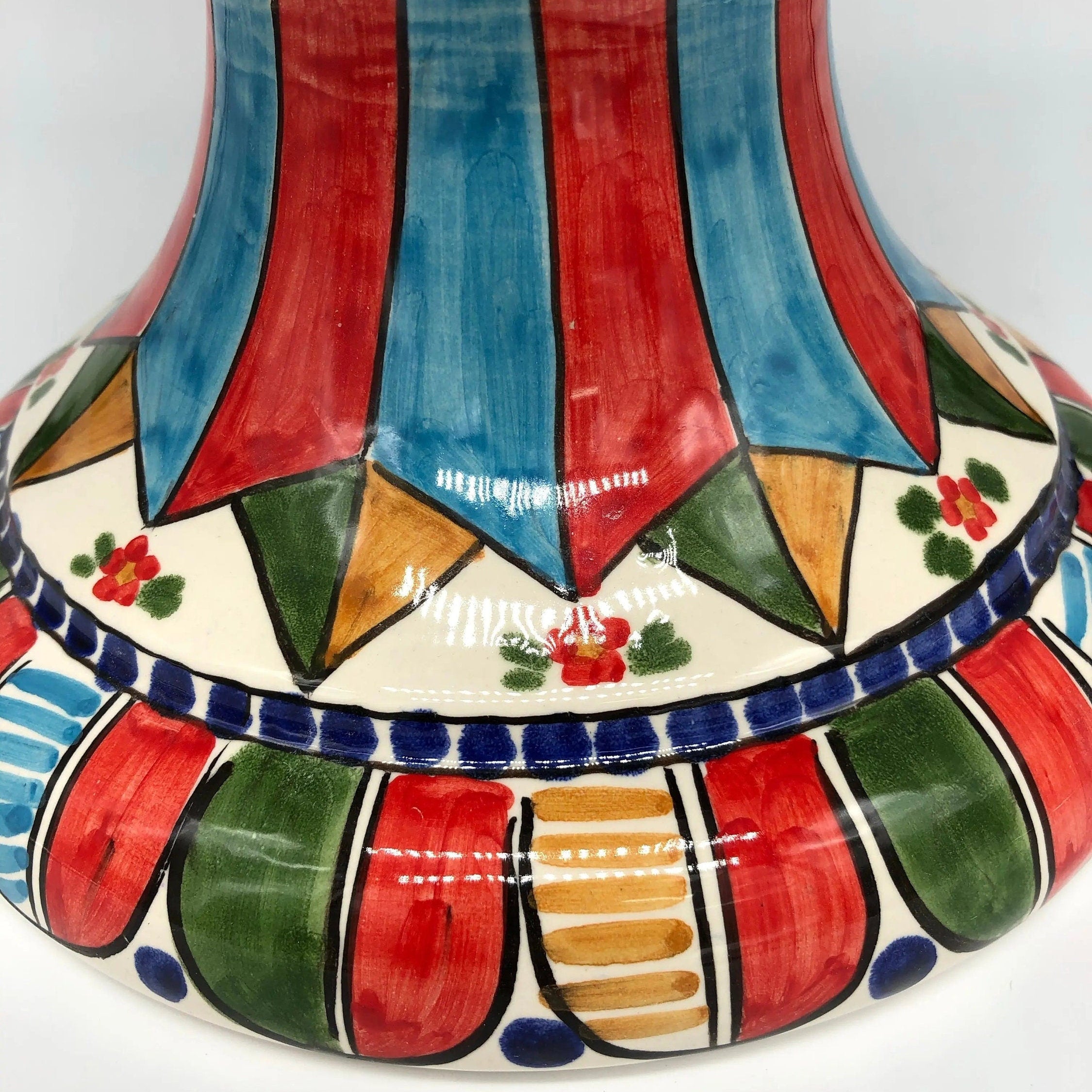 Pigna Ceramica Caltagirone cm H.40 Artigianale Blu Base Decorata 2021 DD CERAMICHE SICILIANE