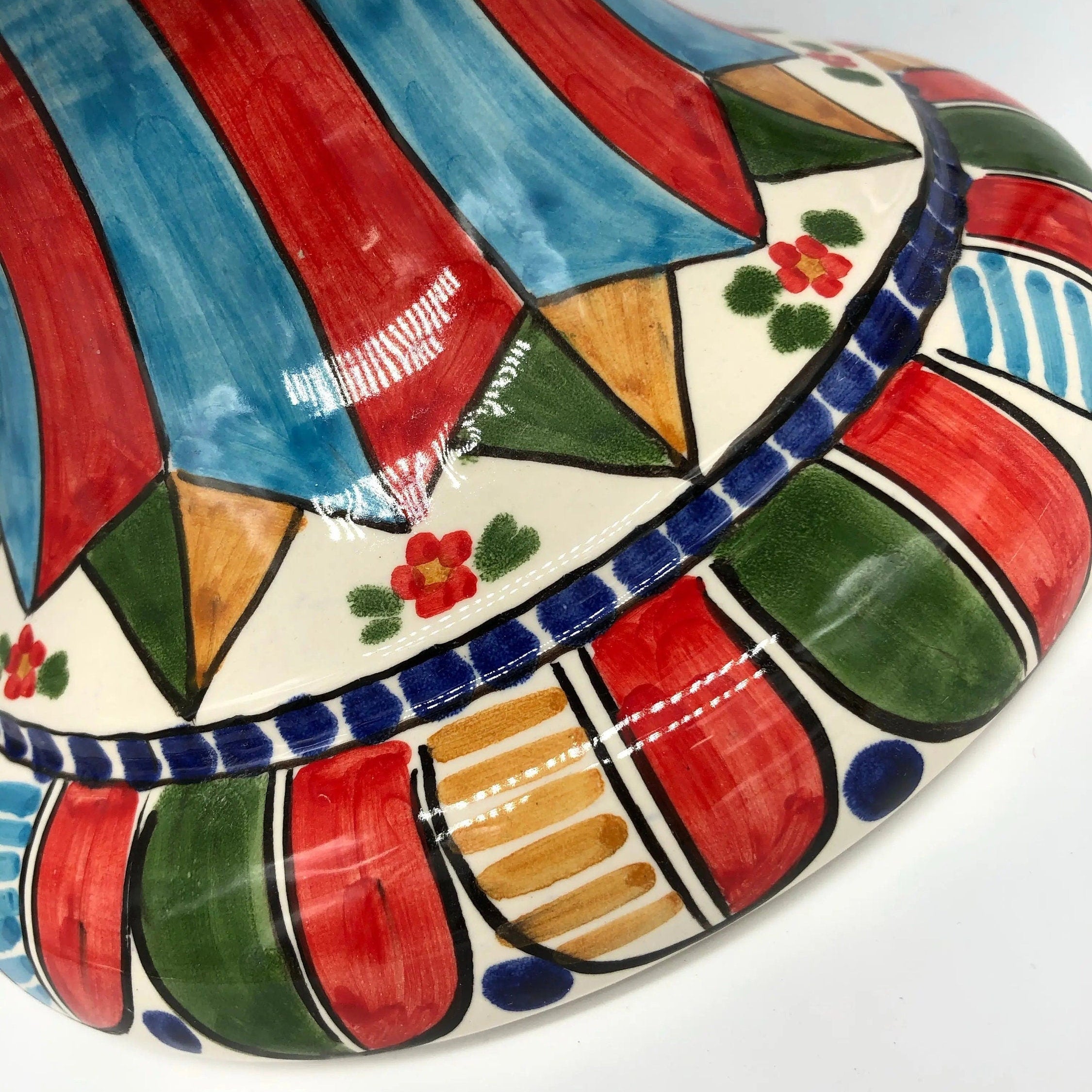 Pigna Ceramica Caltagirone cm H.40 Artigianale Blu Base Decorata 2021 DD CERAMICHE SICILIANE