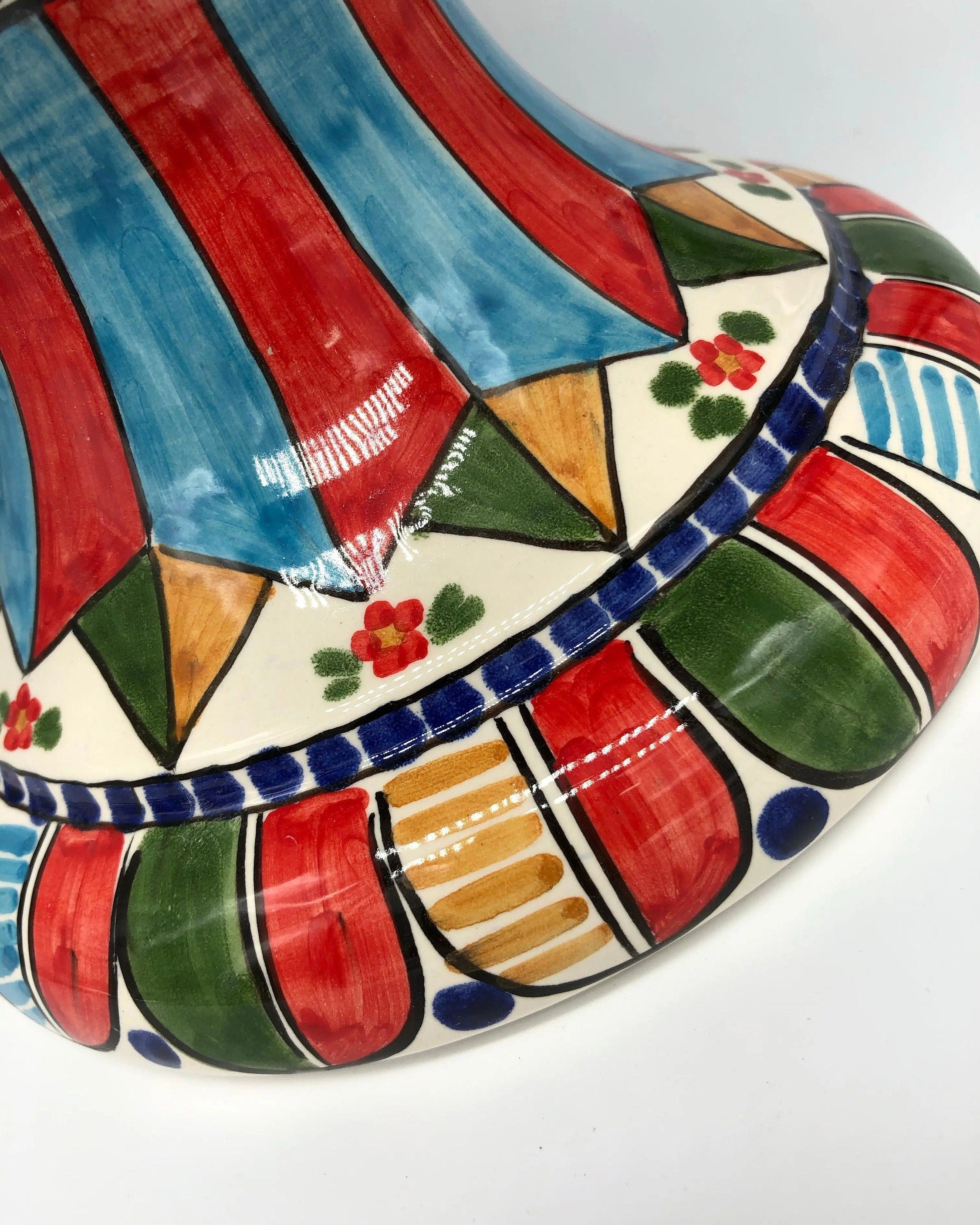 Pigna Ceramica Caltagirone cm H.40 Artigianale Blu Base Decorata 2021 DD CERAMICHE SICILIANE