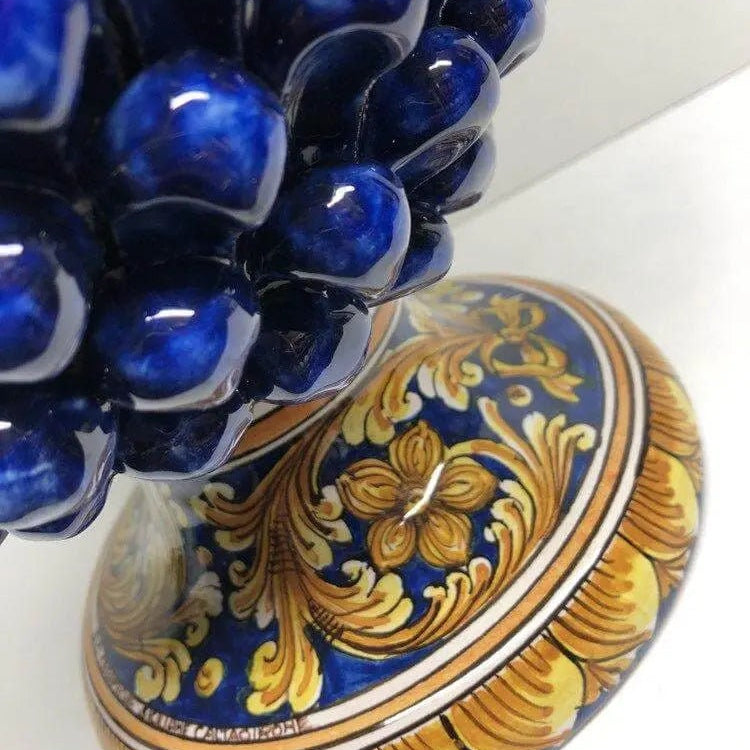 Pigna Ceramica Caltagirone cm H.40 Artigianale Blu Base Decorata DD CERAMICHE SICILIANE