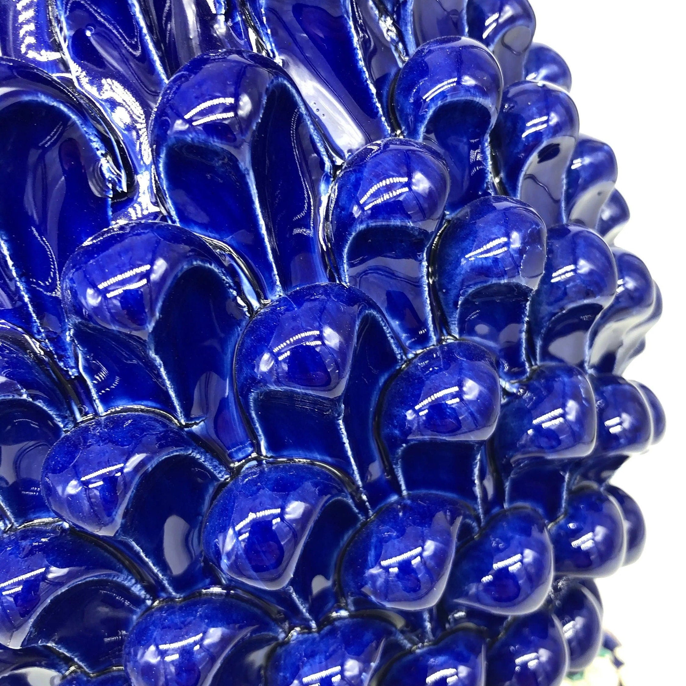 Pigna Ceramica Caltagirone cm H.40 Artigianale Blu Notte Base Decorata DD CERAMICHE SICILIANE