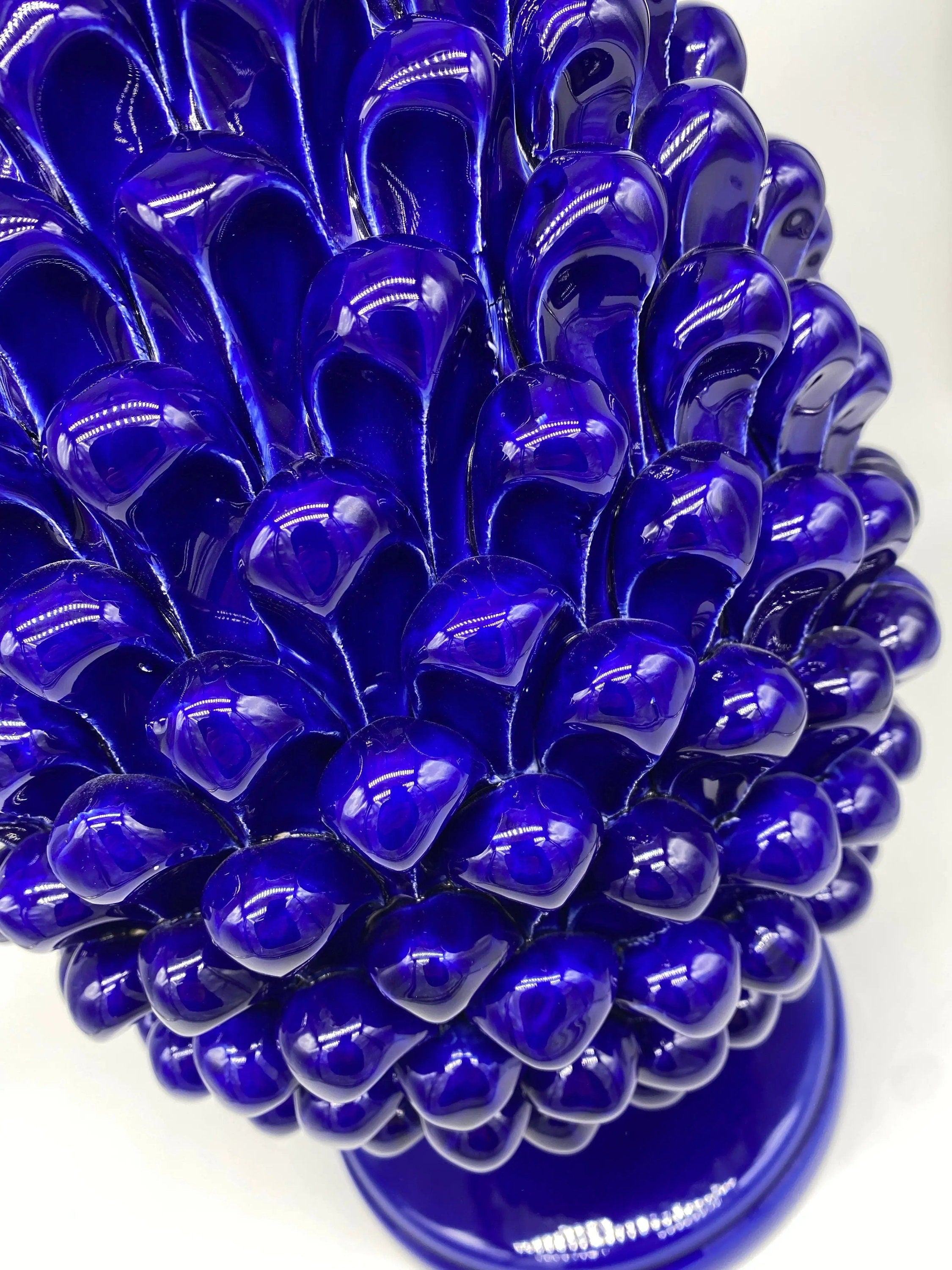 Pigna Ceramica Caltagirone cm H.40 Artigianale Blu DD CERAMICHE SICILIANE