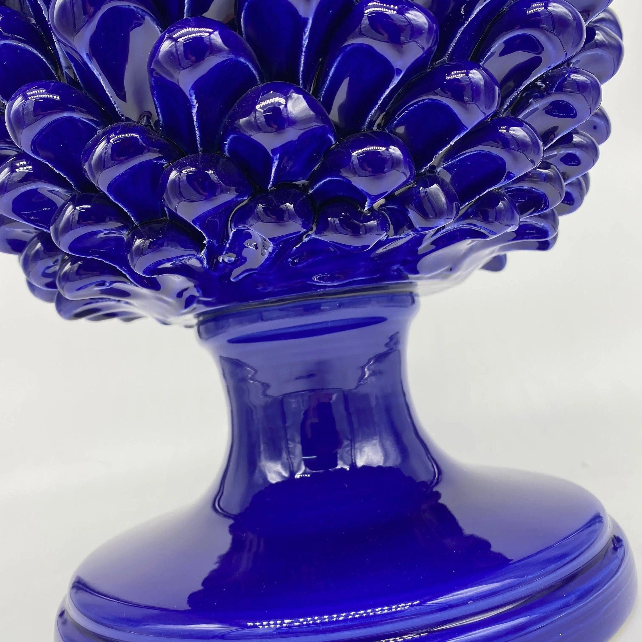 Pigna Ceramica Caltagirone cm H.40 Artigianale Blu DD CERAMICHE SICILIANE