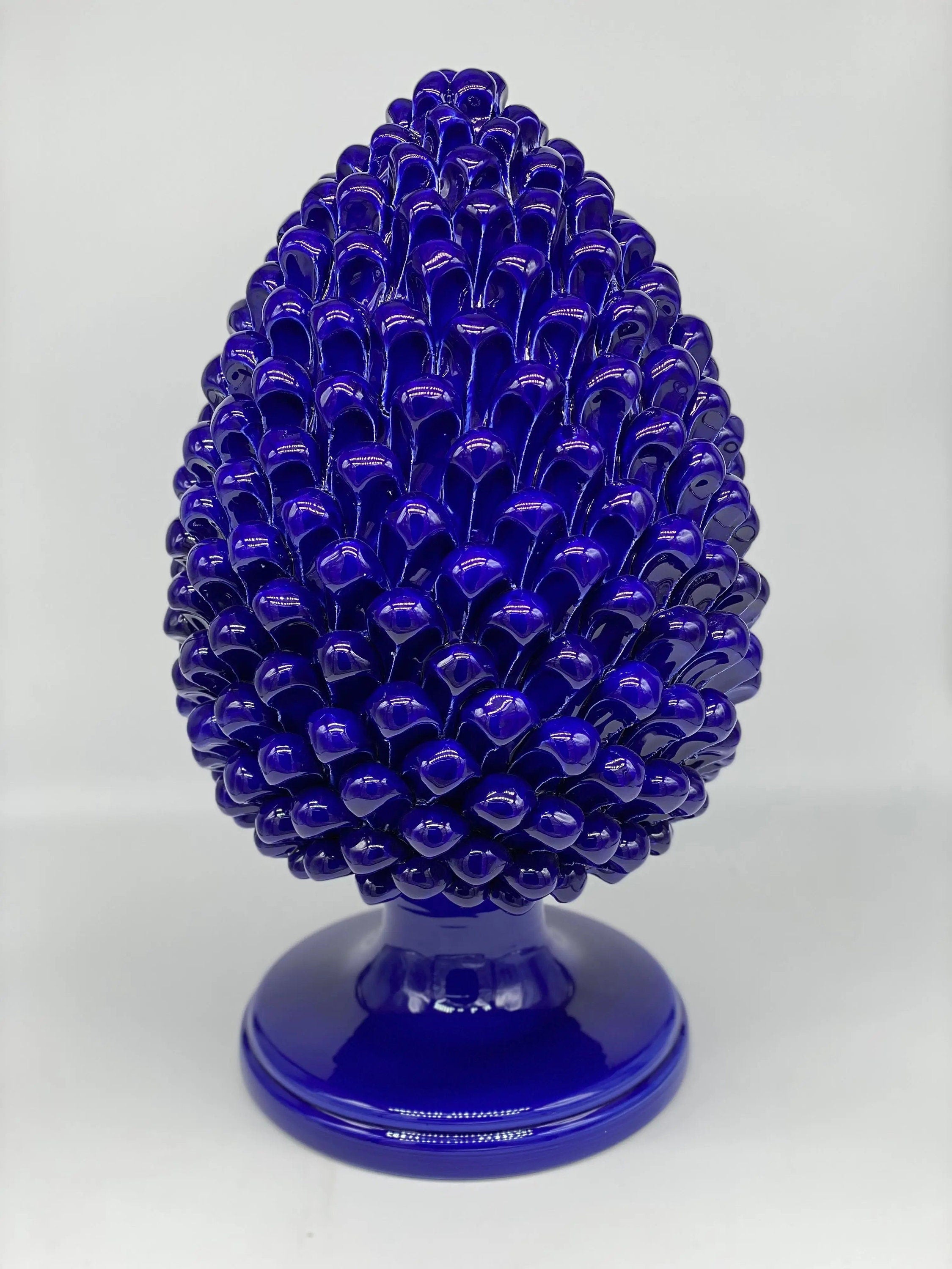 Pigna Ceramica Caltagirone cm H.40 Artigianale Blu DD CERAMICHE SICILIANE