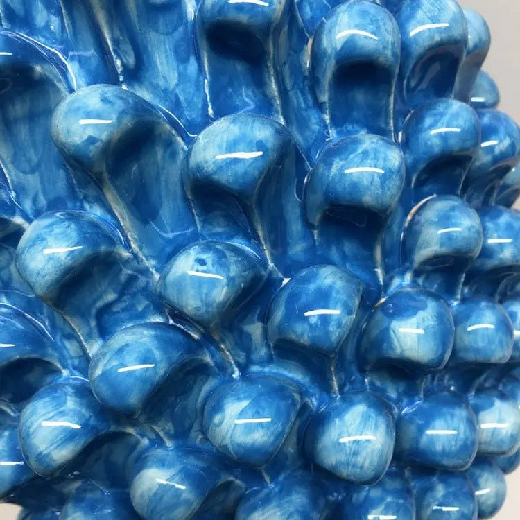 Pigna Ceramica Caltagirone cm H.40 Artigianale Celeste Base Decorata DD CERAMICHE SICILIANE