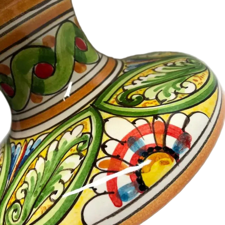 Pigna Ceramica Caltagirone cm H.40 Artigianale Giallo Base Decorata - DD CERAMICHE SICILIANE