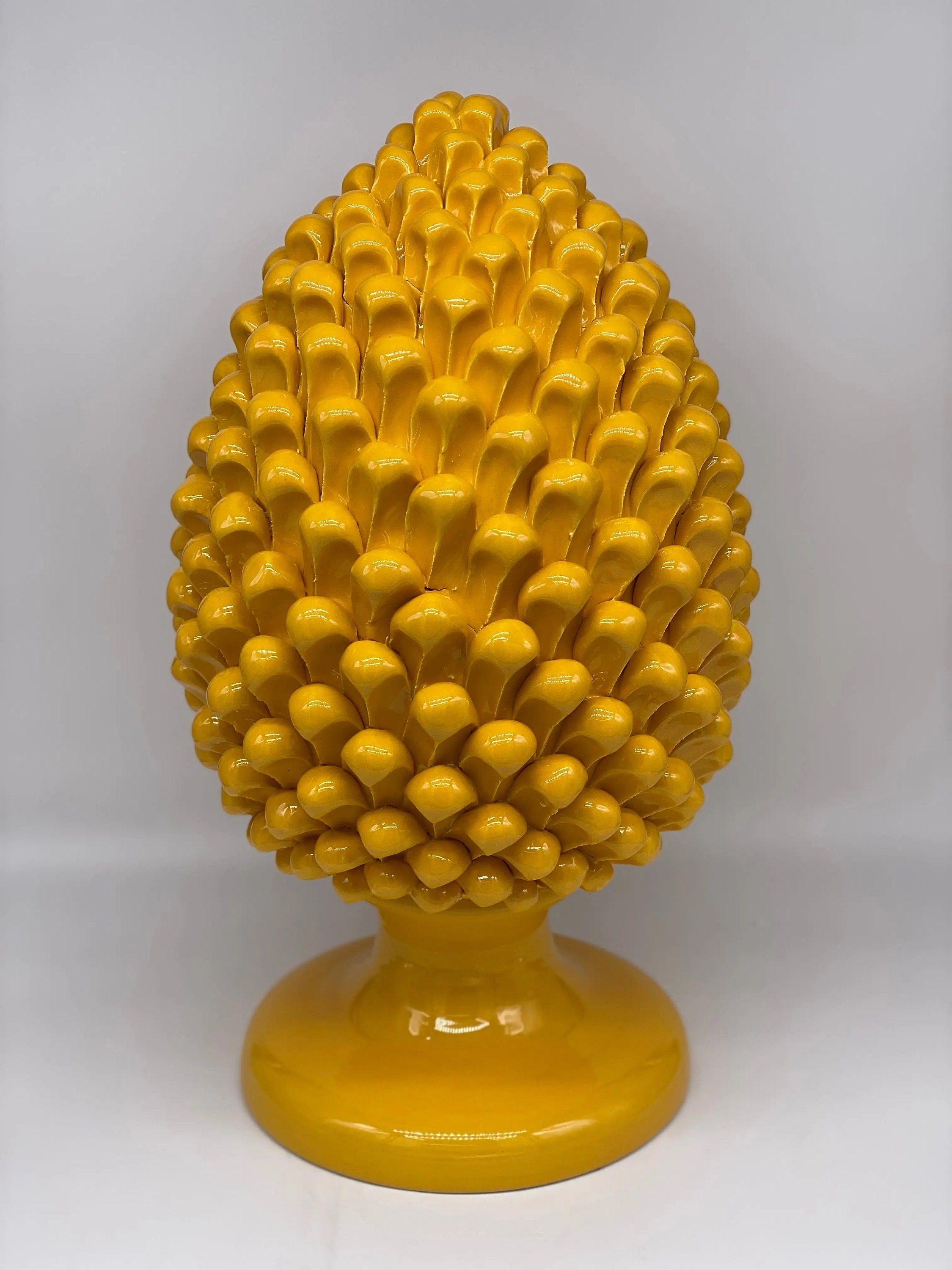 Pigna Ceramica Caltagirone cm H.40 Artigianale Giallo DD CERAMICHE SICILIANE