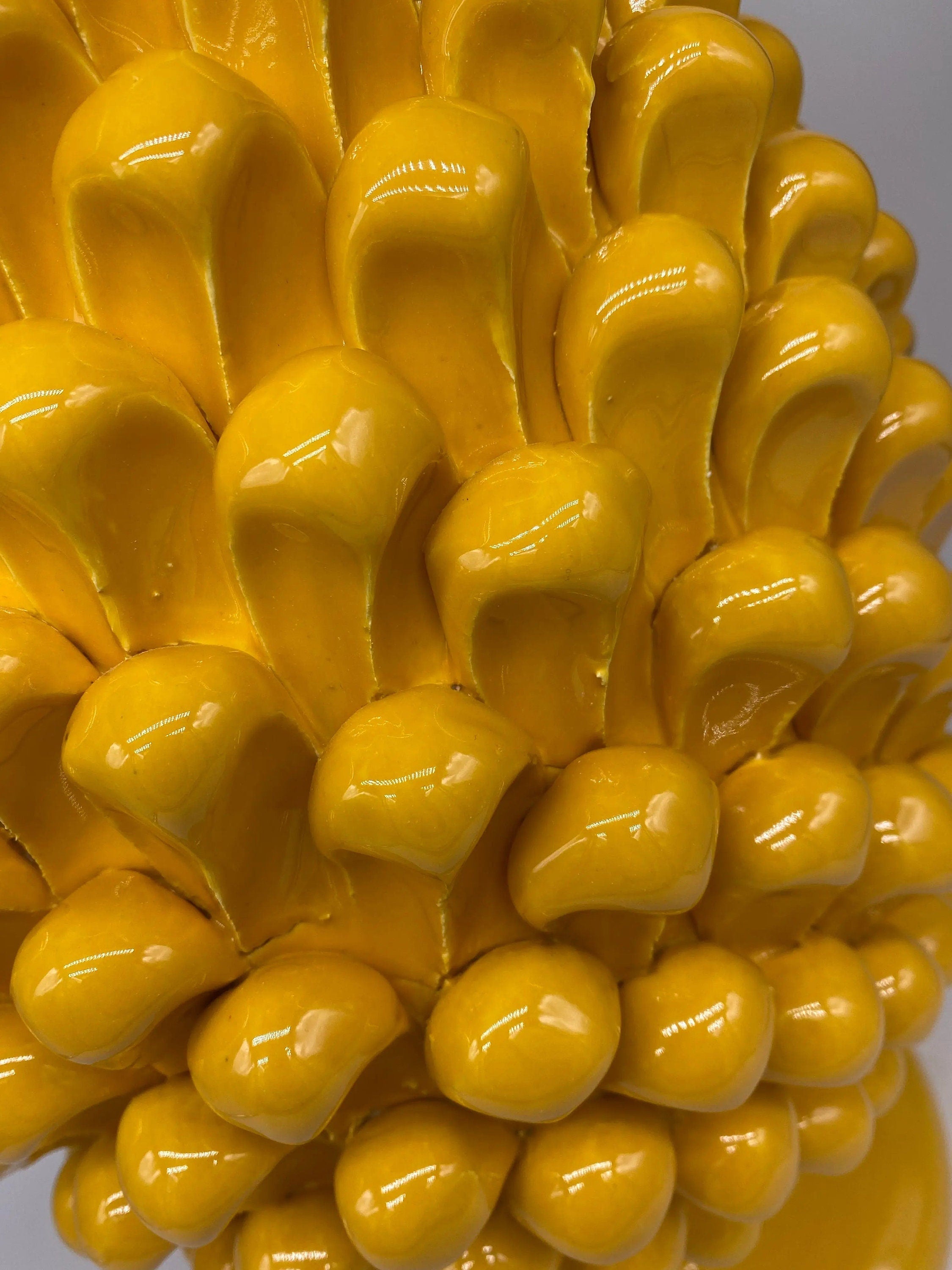 Pigna Ceramica Caltagirone cm H.40 Artigianale Giallo DD CERAMICHE SICILIANE