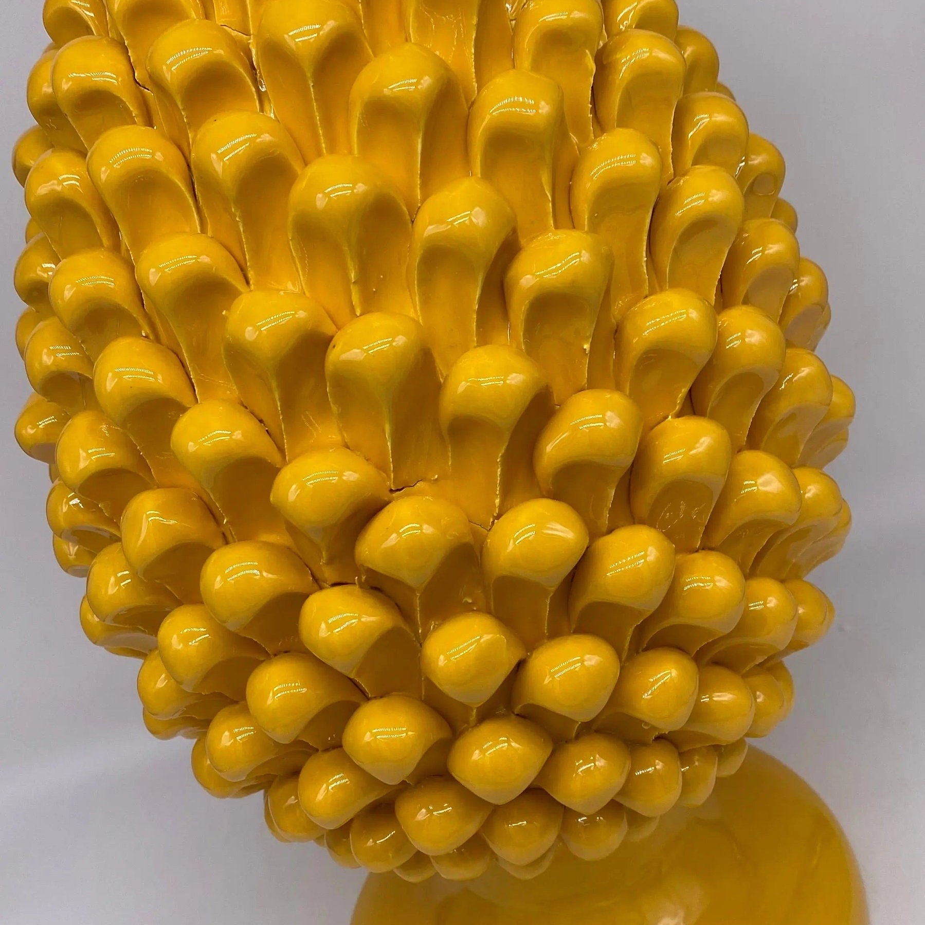 Pigna Ceramica Caltagirone cm H.40 Artigianale Giallo DD CERAMICHE SICILIANE
