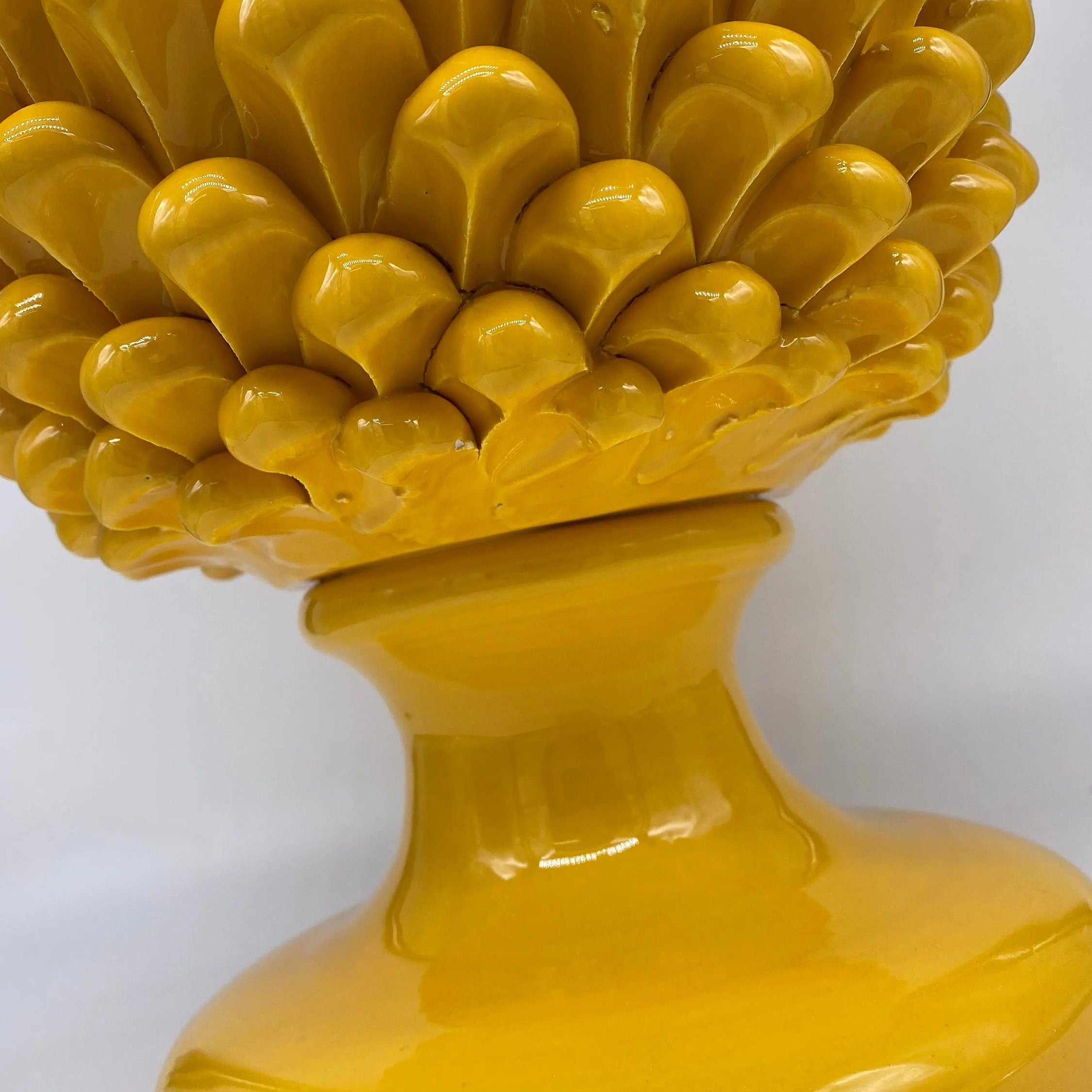 Pigna Ceramica Caltagirone cm H.40 Artigianale Giallo DD CERAMICHE SICILIANE