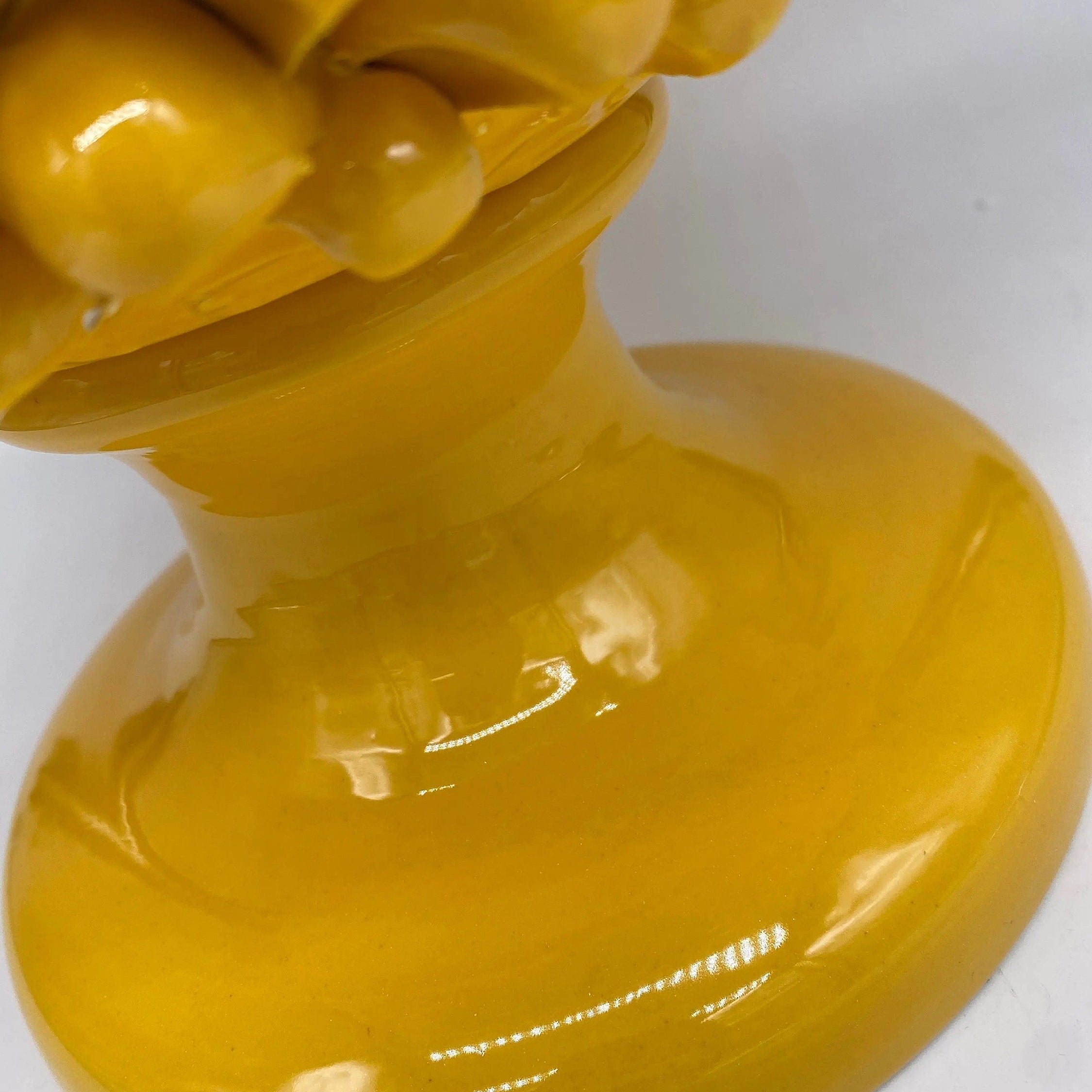 Pigna Ceramica Caltagirone cm H.40 Artigianale Giallo DD CERAMICHE SICILIANE