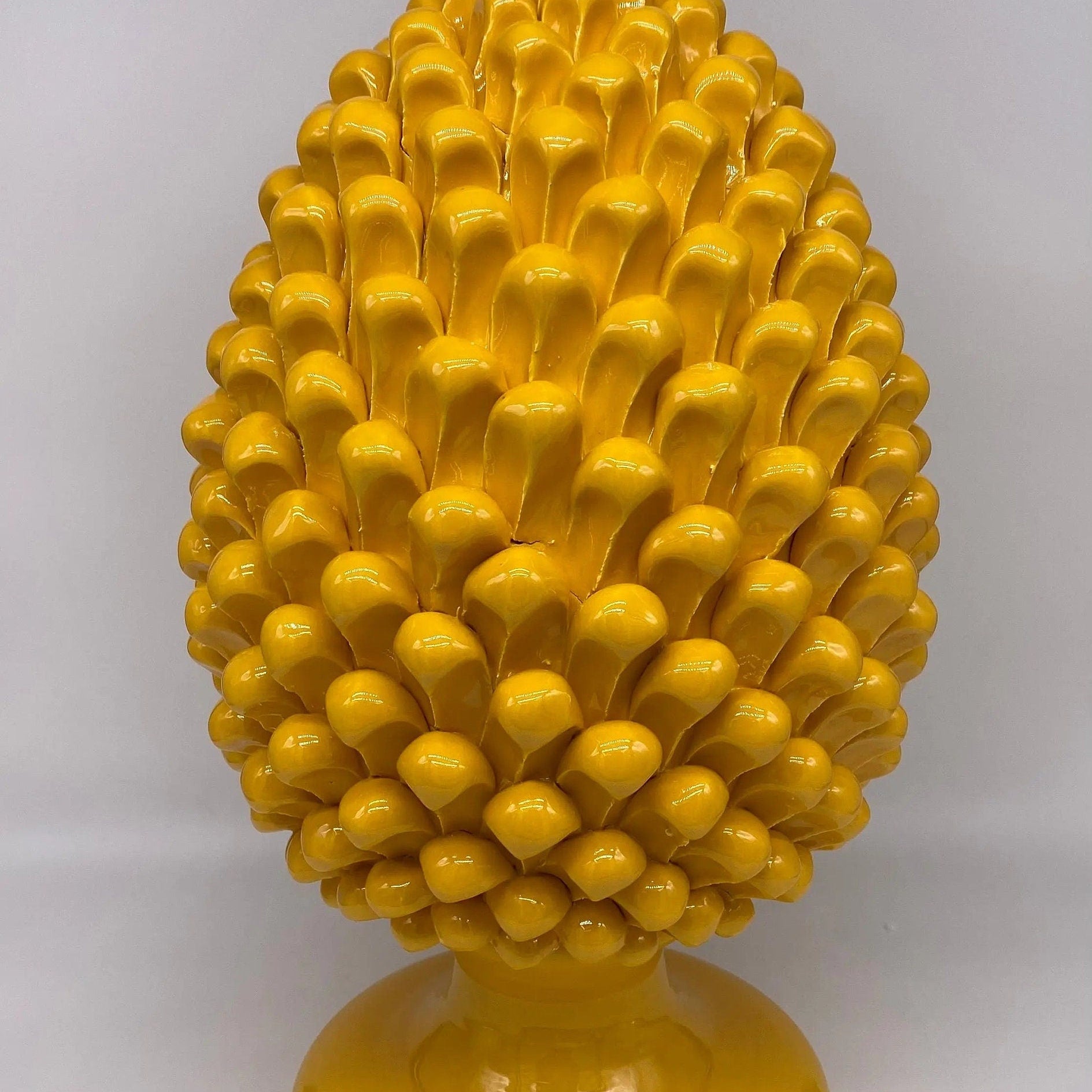 Pigna Ceramica Caltagirone cm H.40 Artigianale Giallo DD CERAMICHE SICILIANE