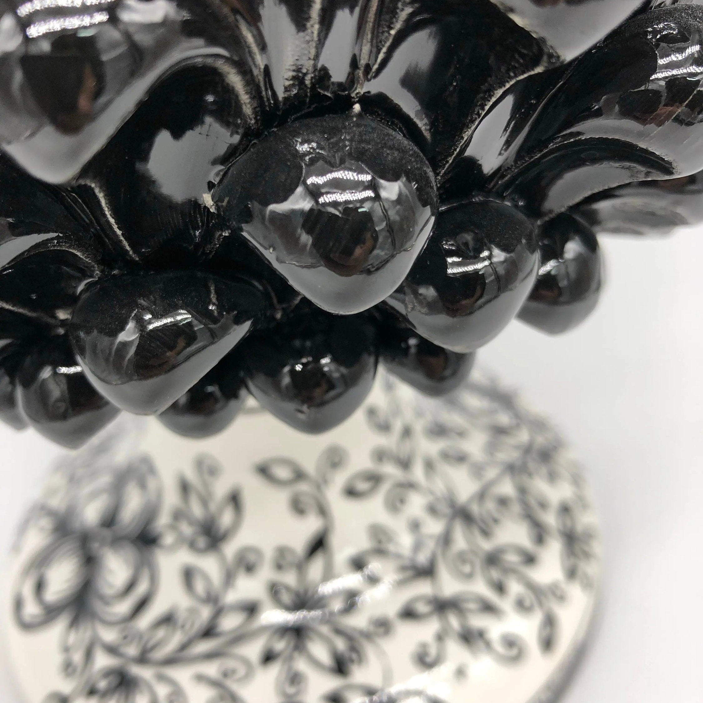 Pigna Ceramica Caltagirone cm H.40 Artigianale Nero Base Decorata DD CERAMICHE SICILIANE