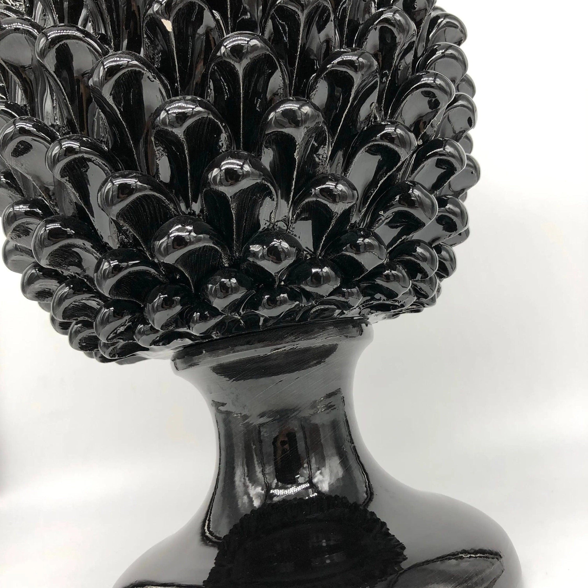 Pigna Ceramica Caltagirone cm H.40 Artigianale Nero DD CERAMICHE SICILIANE