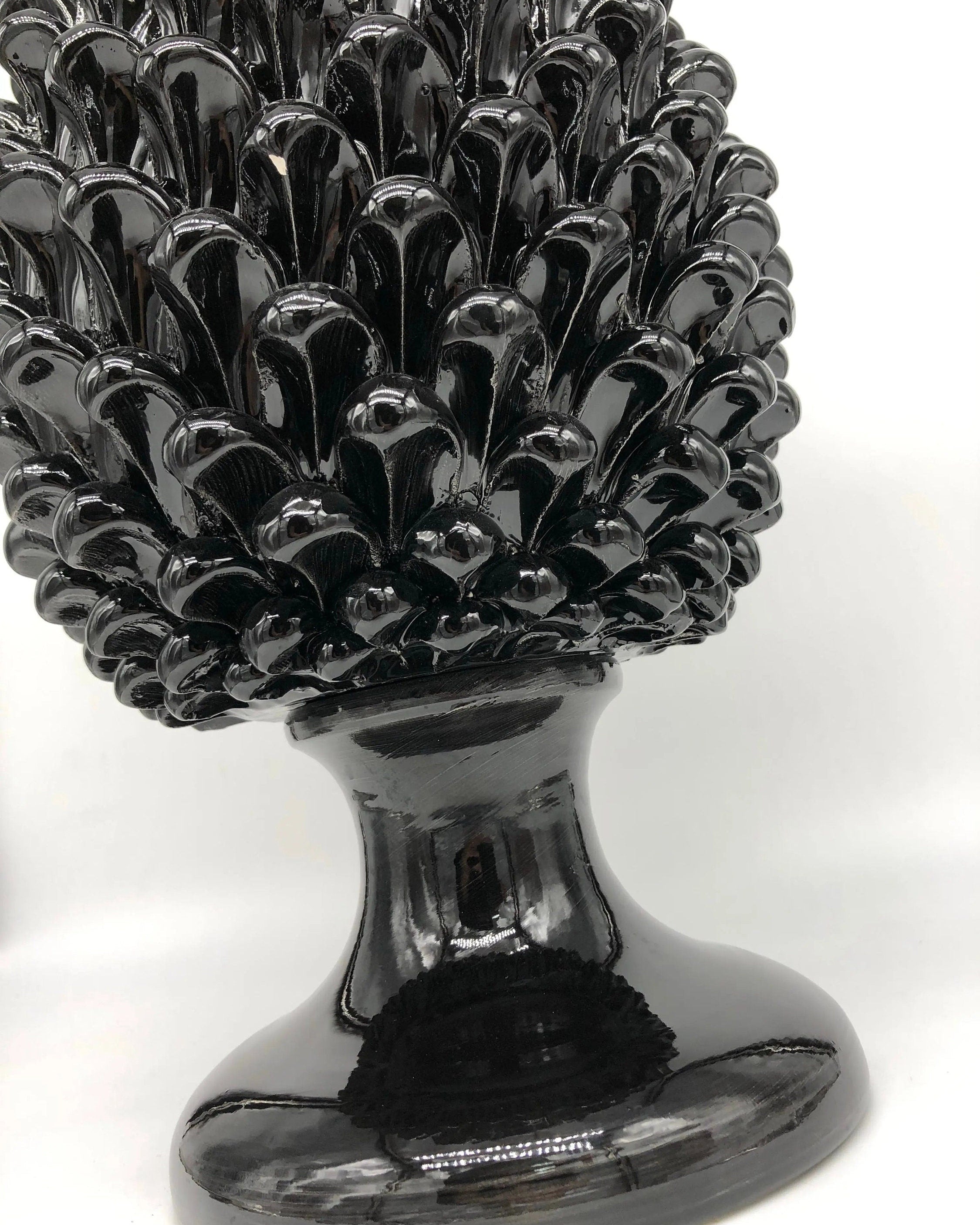 Pigna Ceramica Caltagirone cm H.40 Artigianale Nero DD CERAMICHE SICILIANE