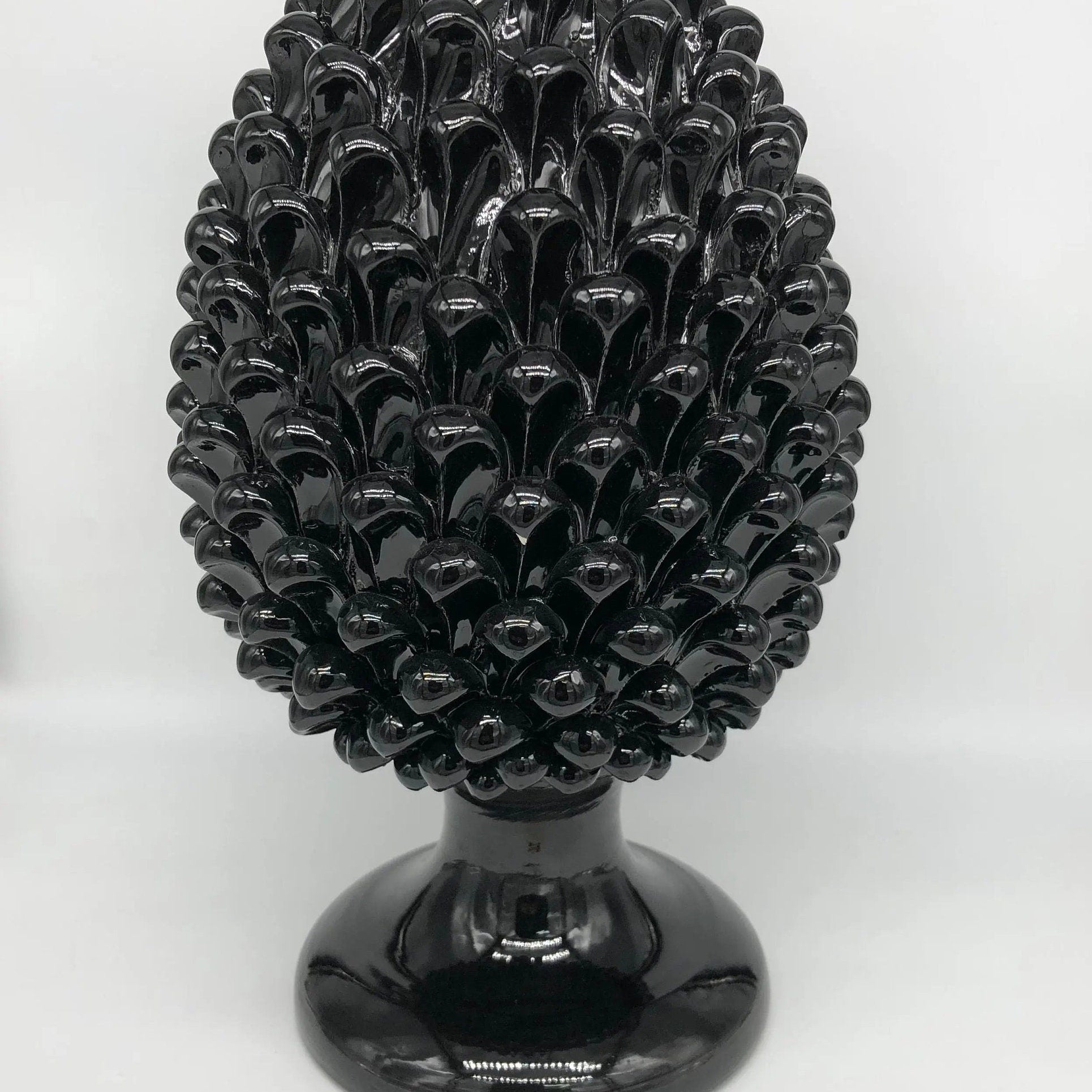 Pigna Ceramica Caltagirone cm H.40 Artigianale Nero DD CERAMICHE SICILIANE