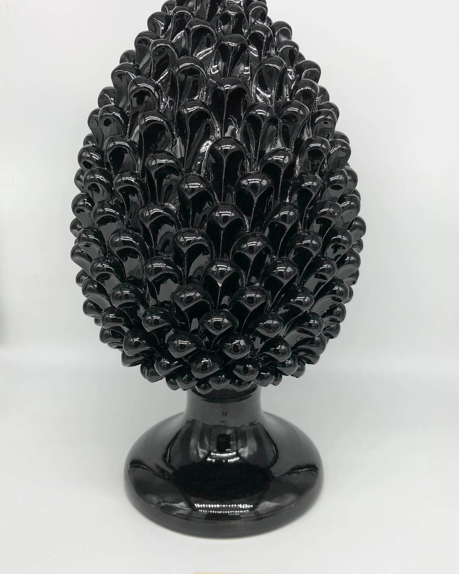 Pigna Ceramica Caltagirone cm H.40 Artigianale Nero DD CERAMICHE SICILIANE