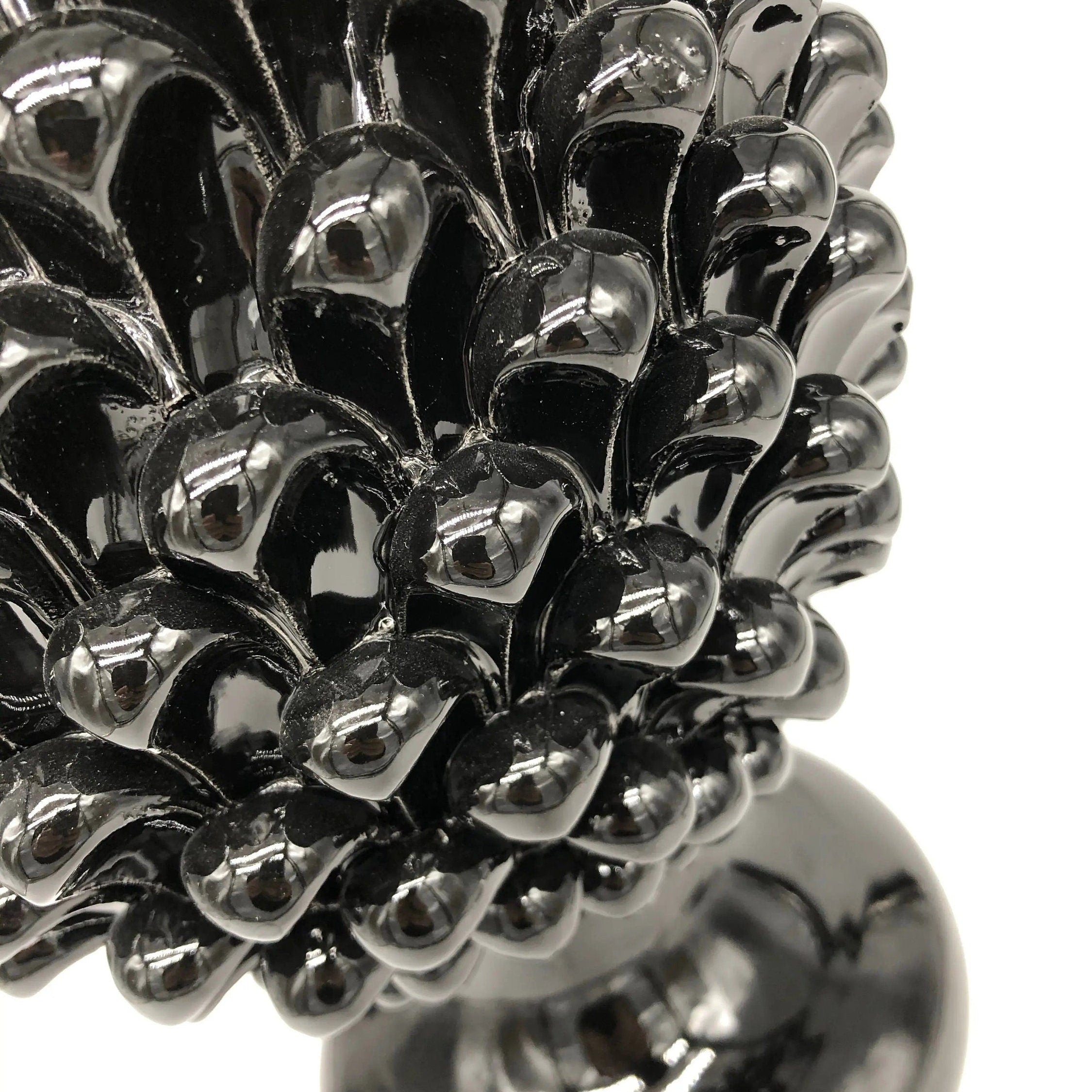 Pigna Ceramica Caltagirone cm H.40 Artigianale Nero DD CERAMICHE SICILIANE