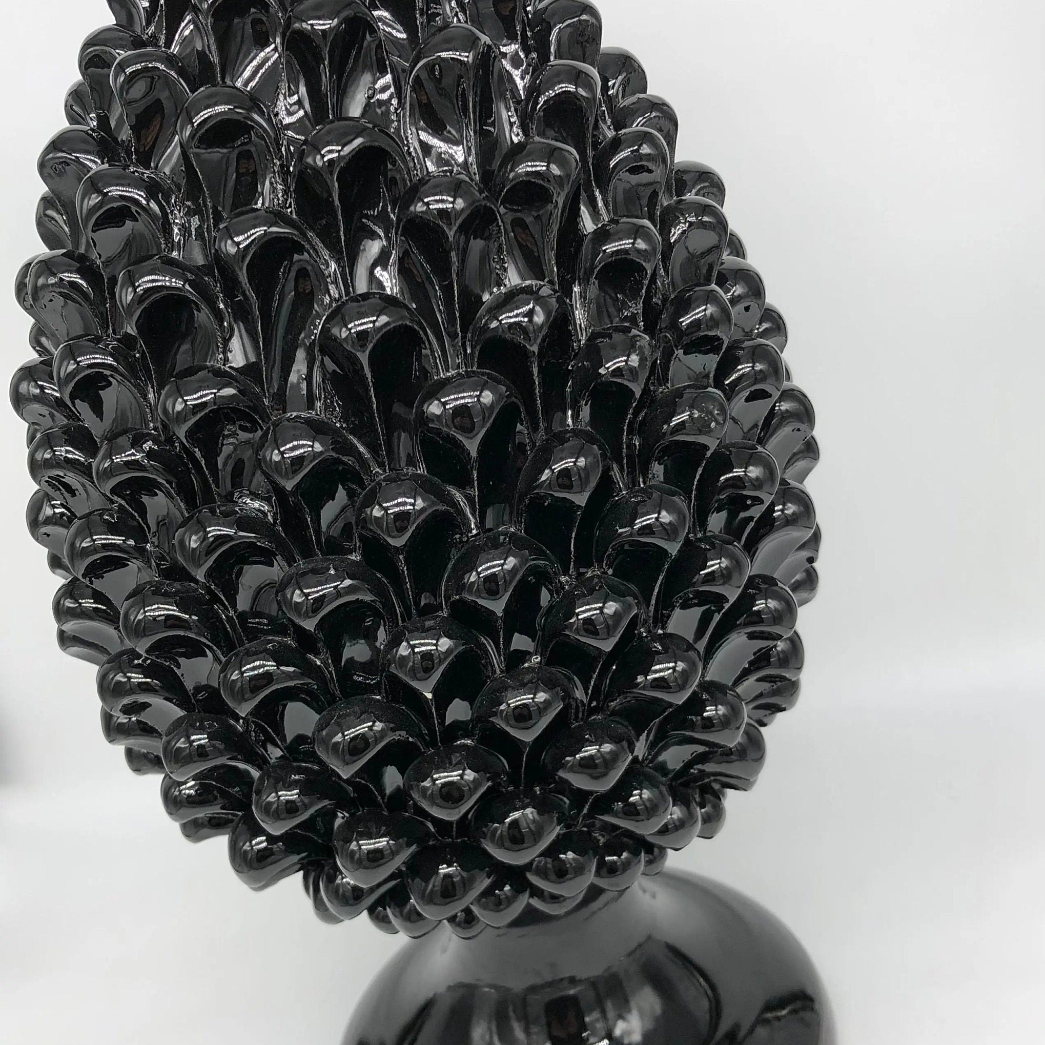 Pigna Ceramica Caltagirone cm H.40 Artigianale Nero DD CERAMICHE SICILIANE