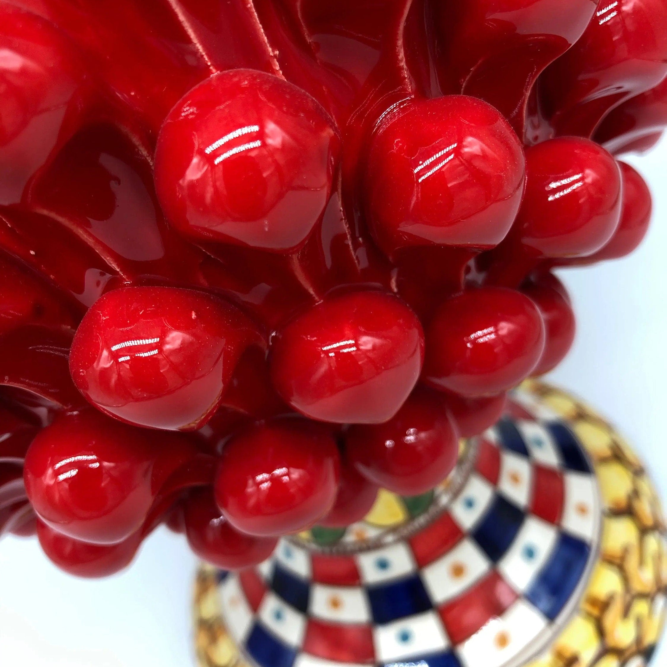 Pigna Ceramica Caltagirone cm H.40 Artigianale Rosso Base Decorata 2021 DD CERAMICHE SICILIANE